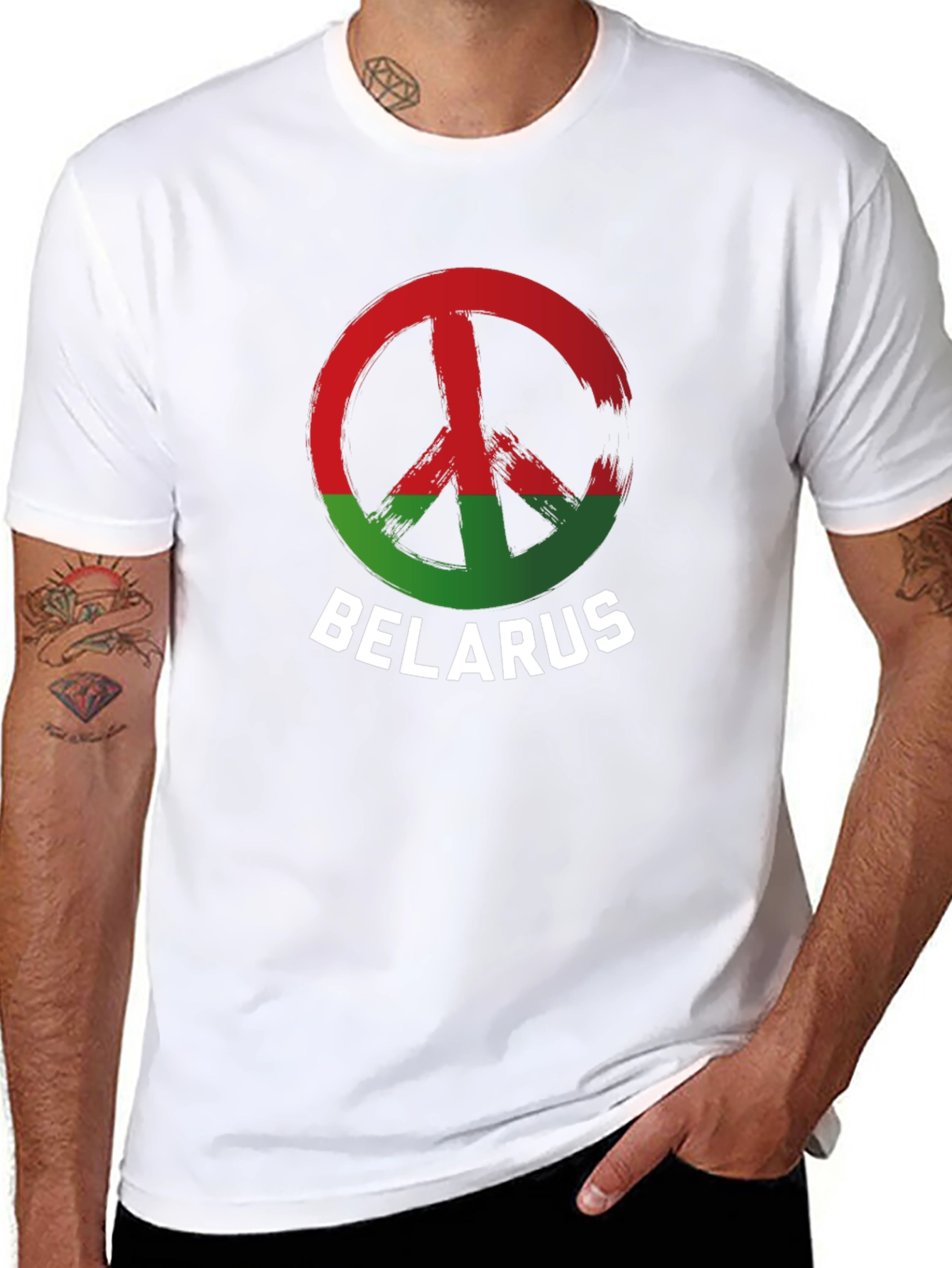 Belarus Peace Sign T-Shirt - Red & Green Symbol
