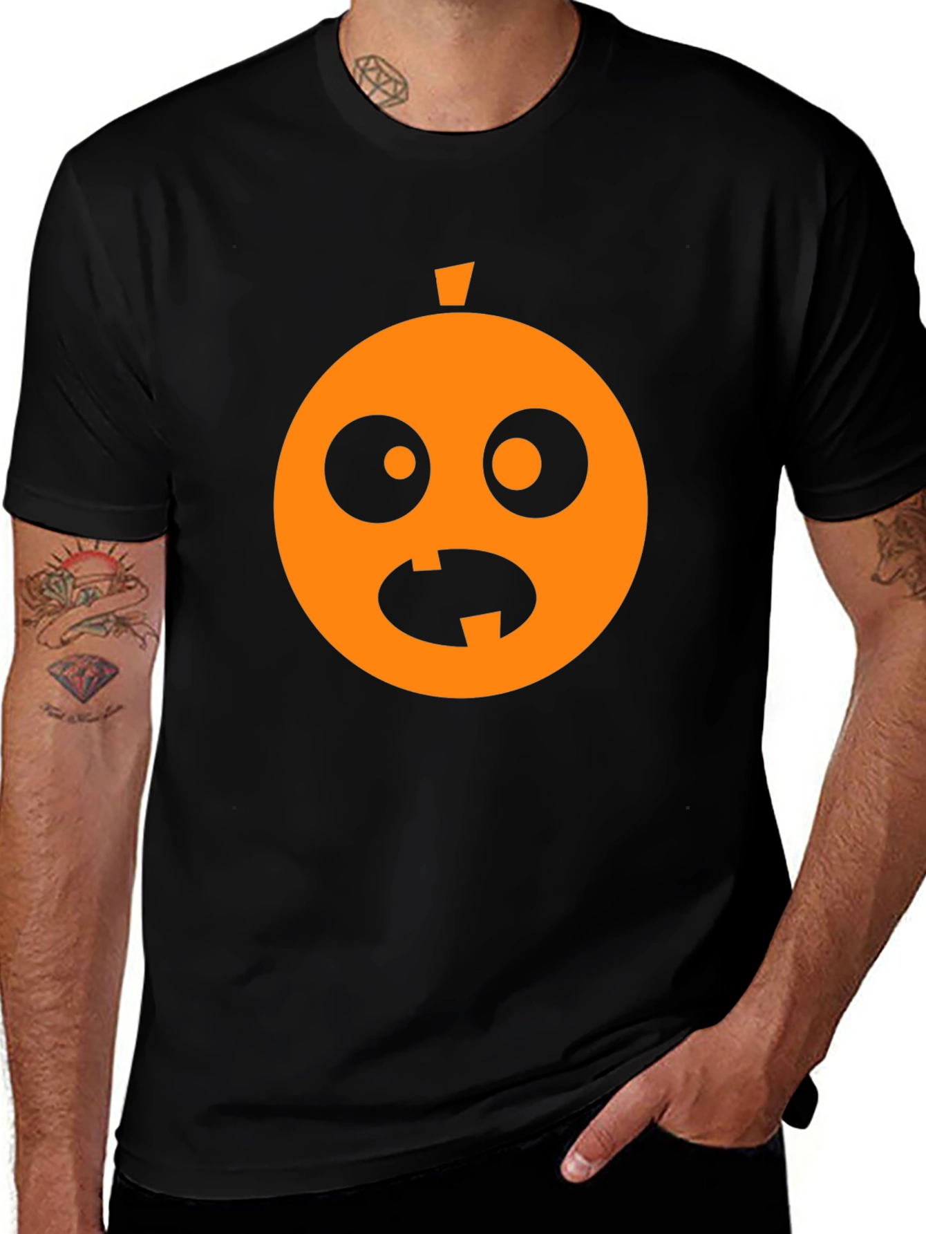 Funny Halloween Pumpkin Face Black T-Shirt