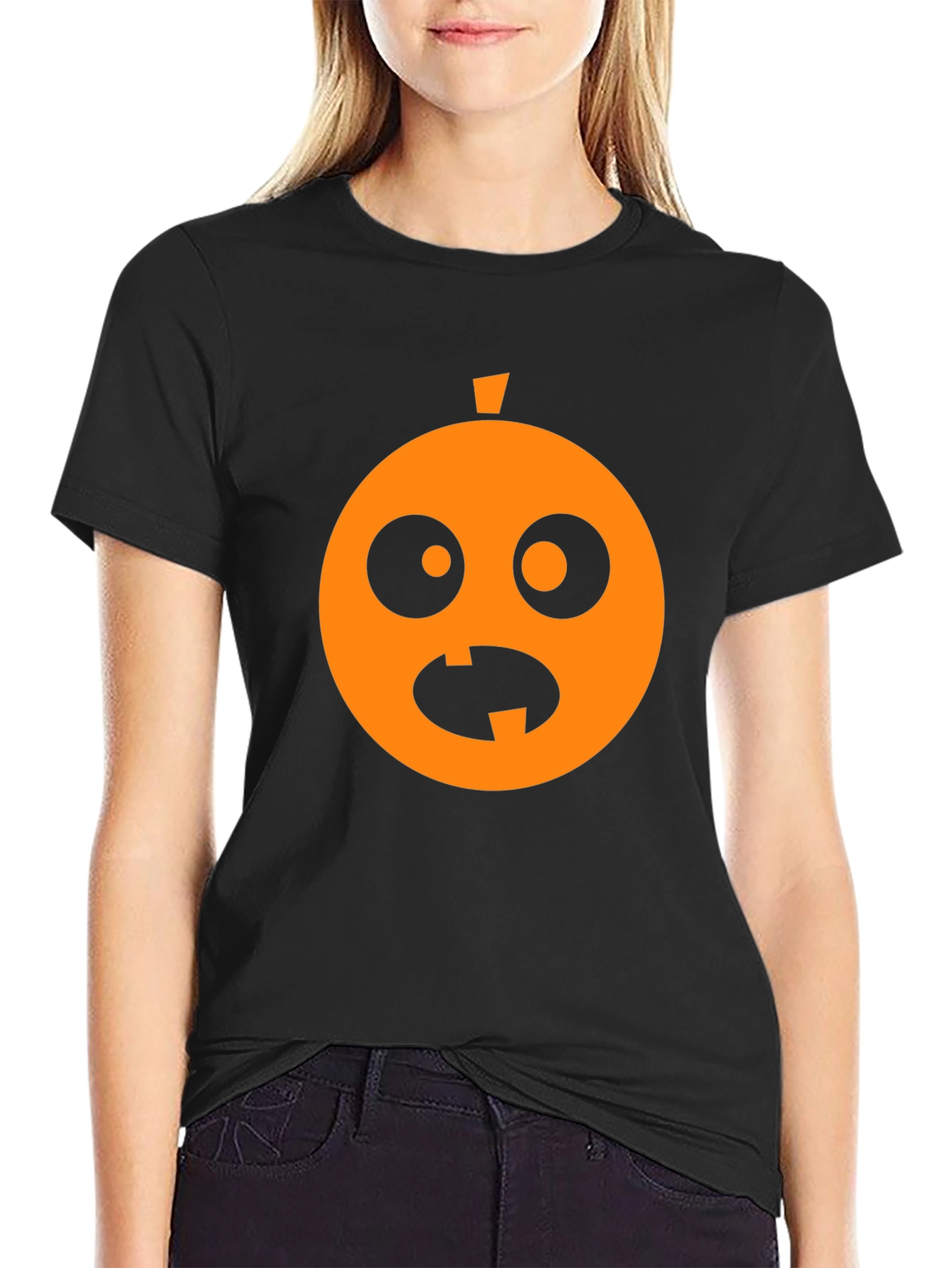 Funny Halloween Pumpkin Face Black T-Shirt