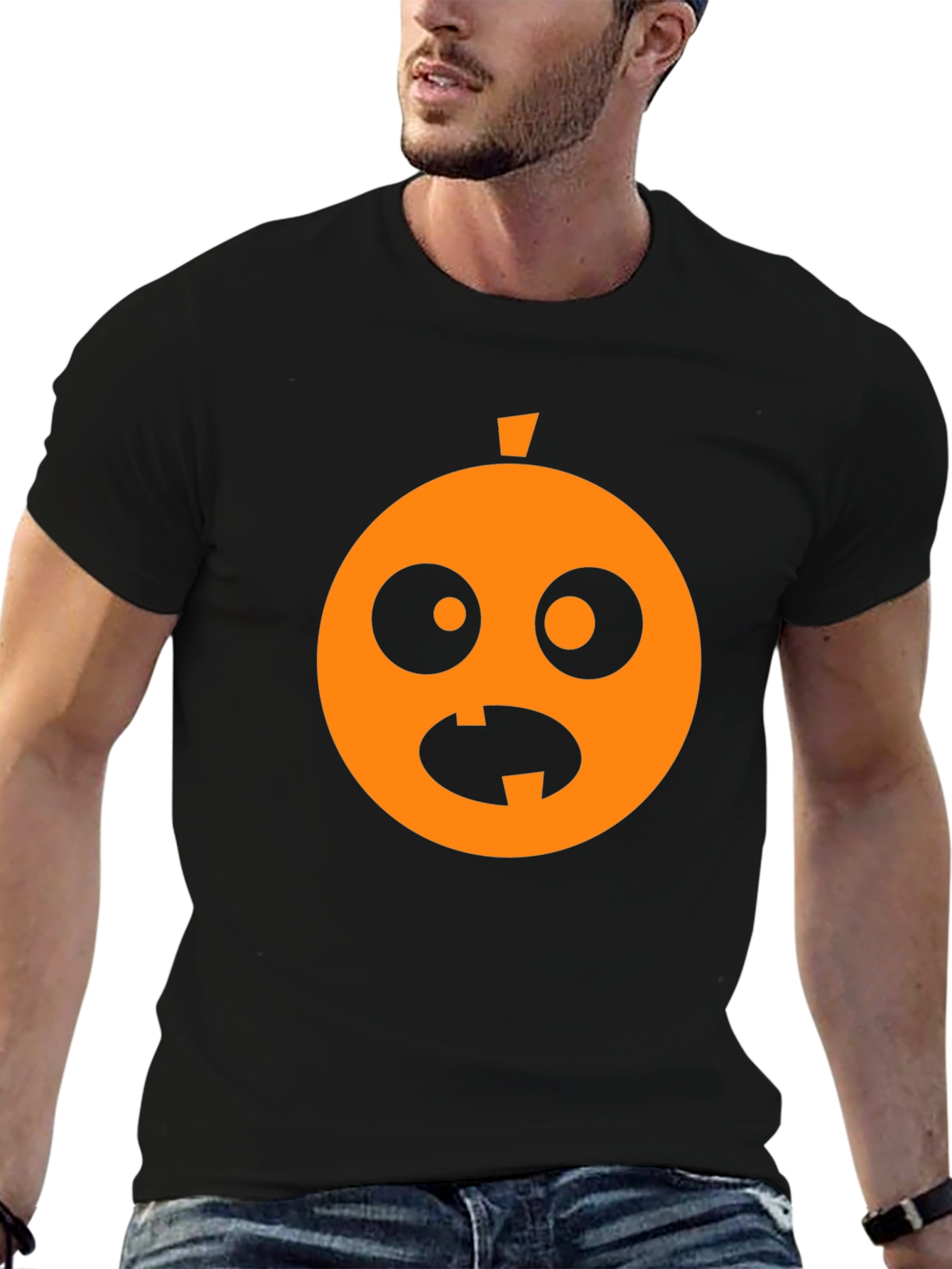 Funny Halloween Pumpkin Face Black T-Shirt