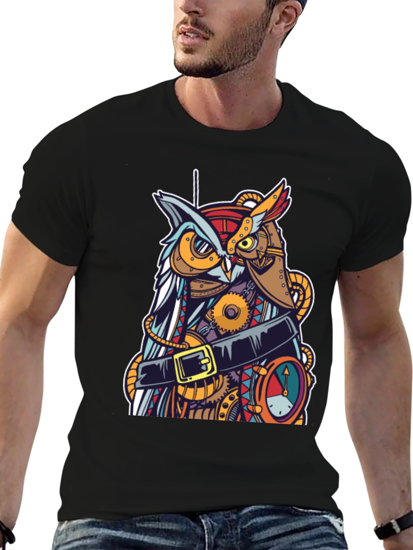 Steampunk Owl Graphic T-Shirt