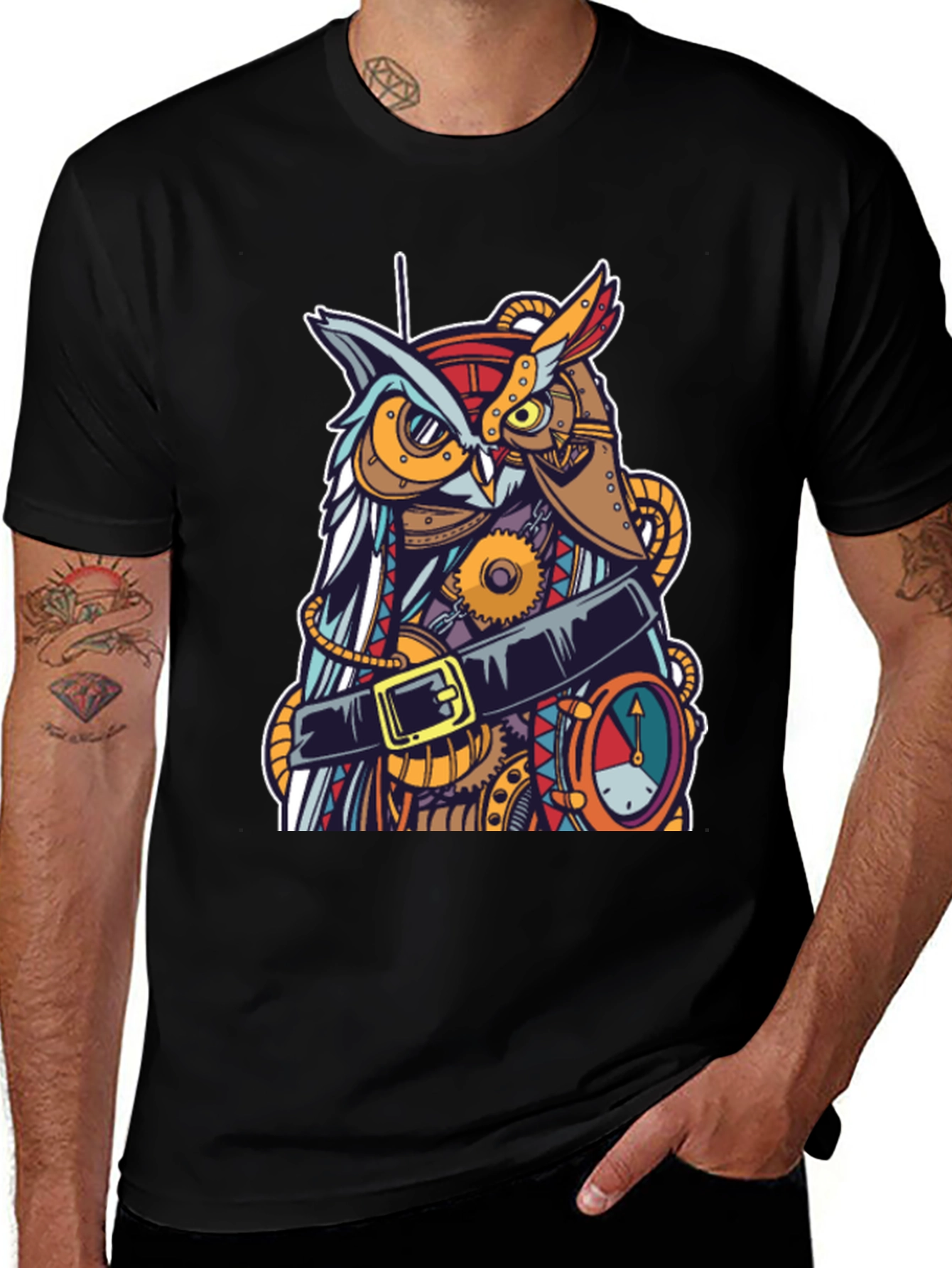 Steampunk Owl Graphic T-Shirt
