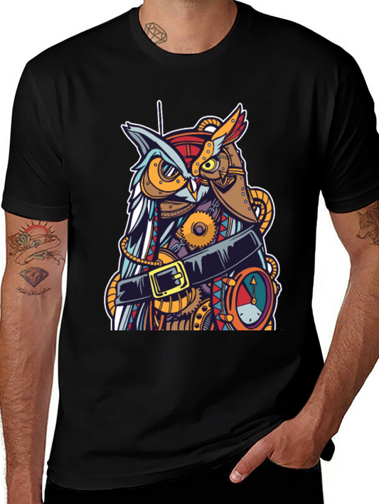 Steampunk Owl Graphic T-Shirt