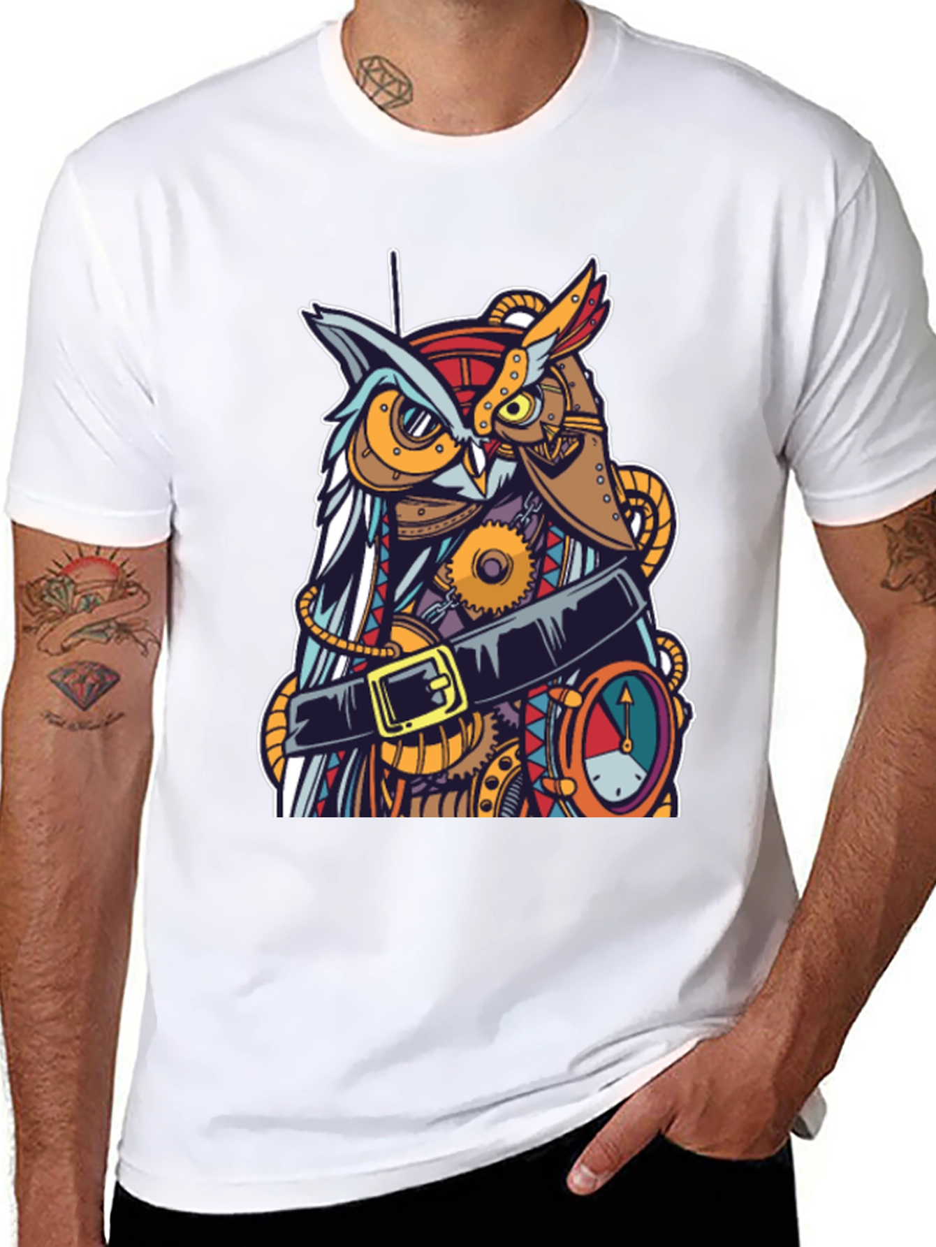 Steampunk Owl Graphic T-Shirt