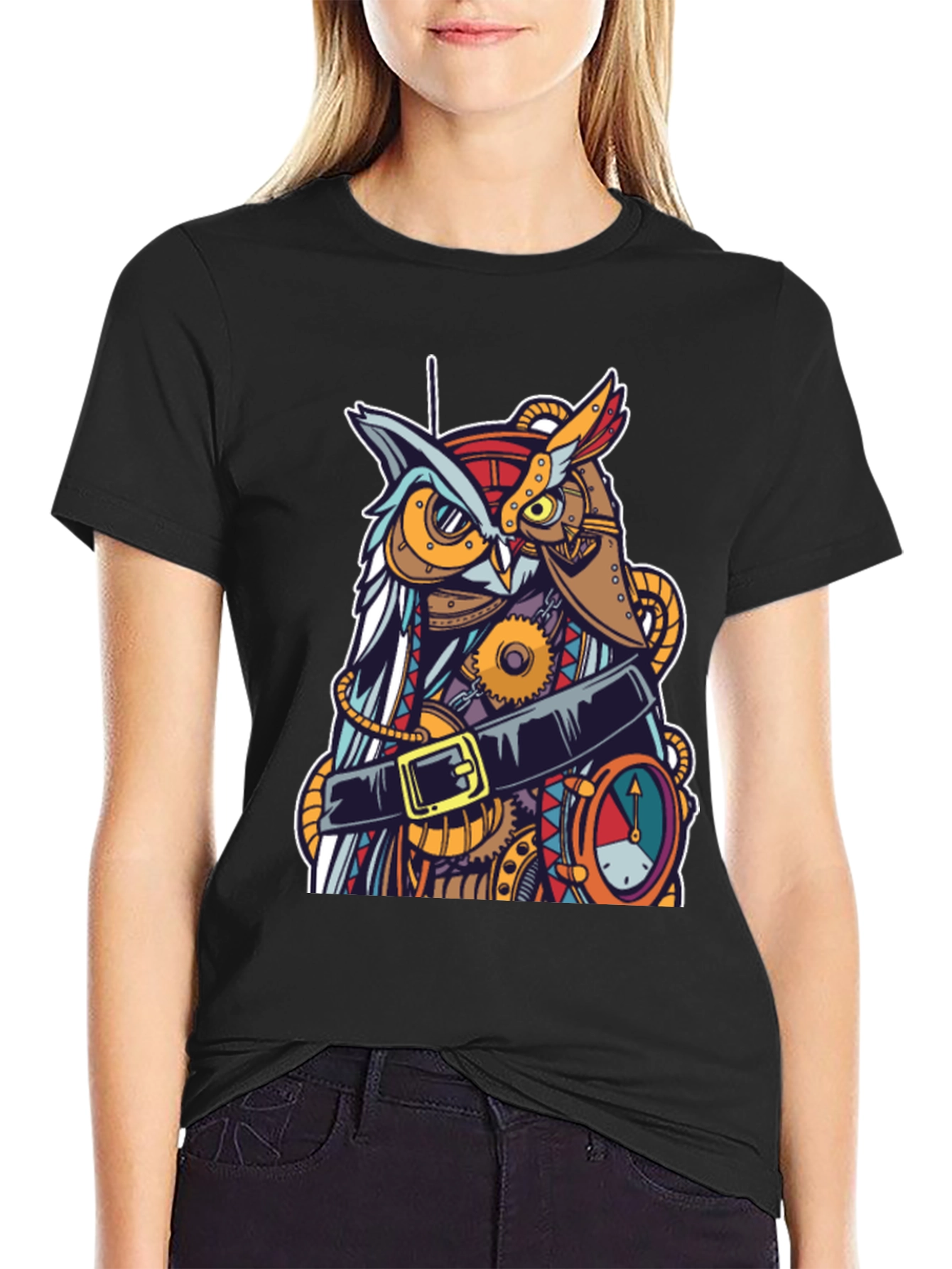 Steampunk Owl Graphic T-Shirt