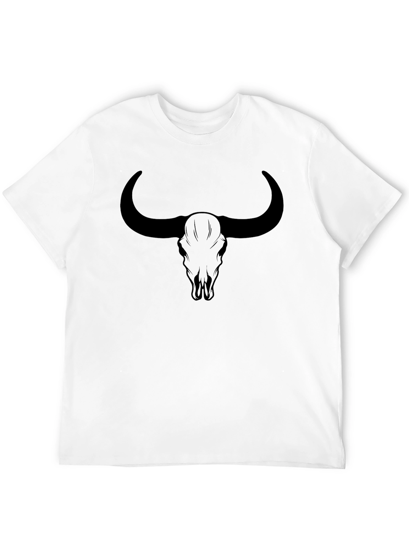 Bull Skull Graphic Tee - Black Cotton Shirt