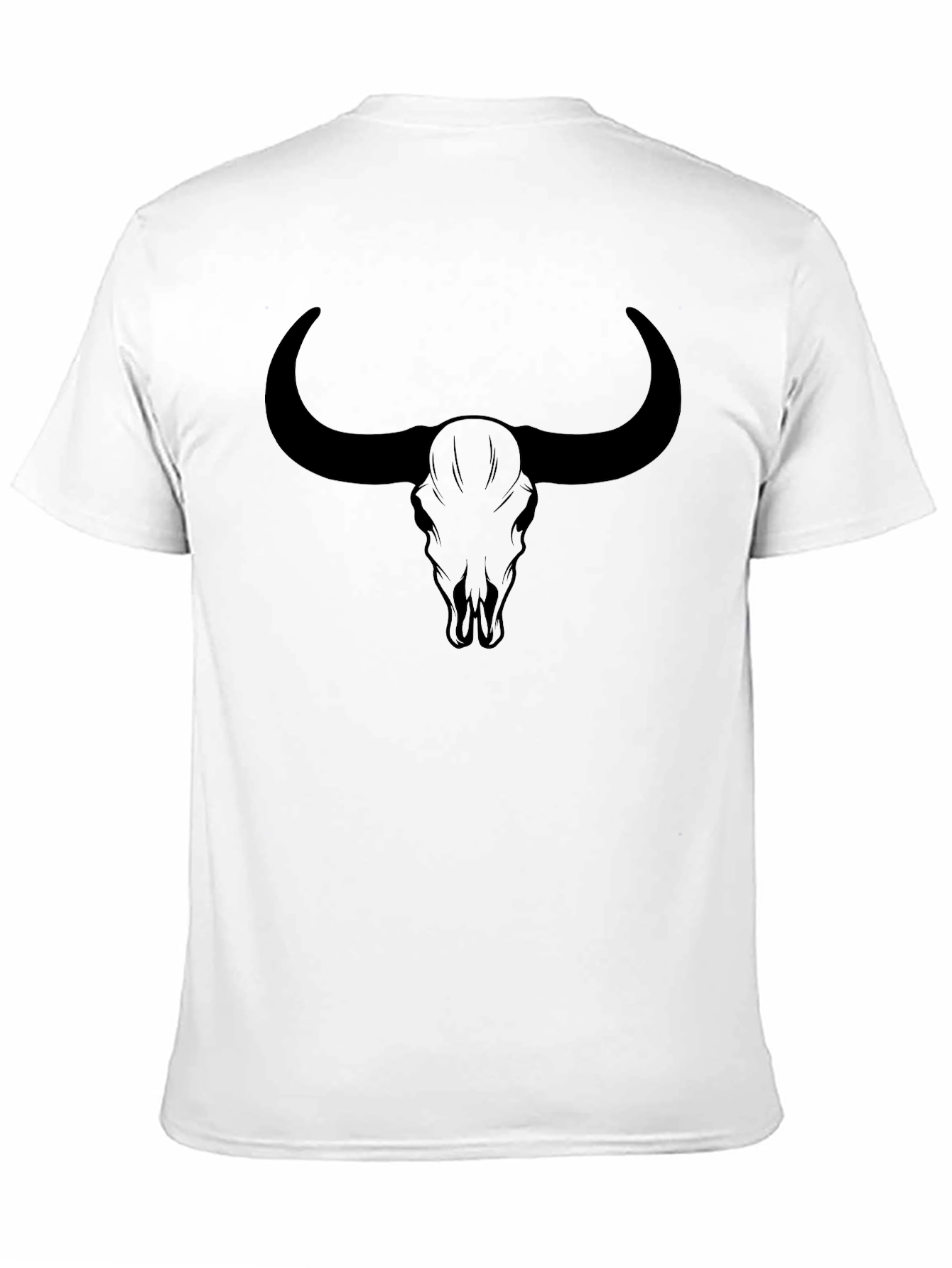 Bull Skull Graphic Tee - Black Cotton Shirt