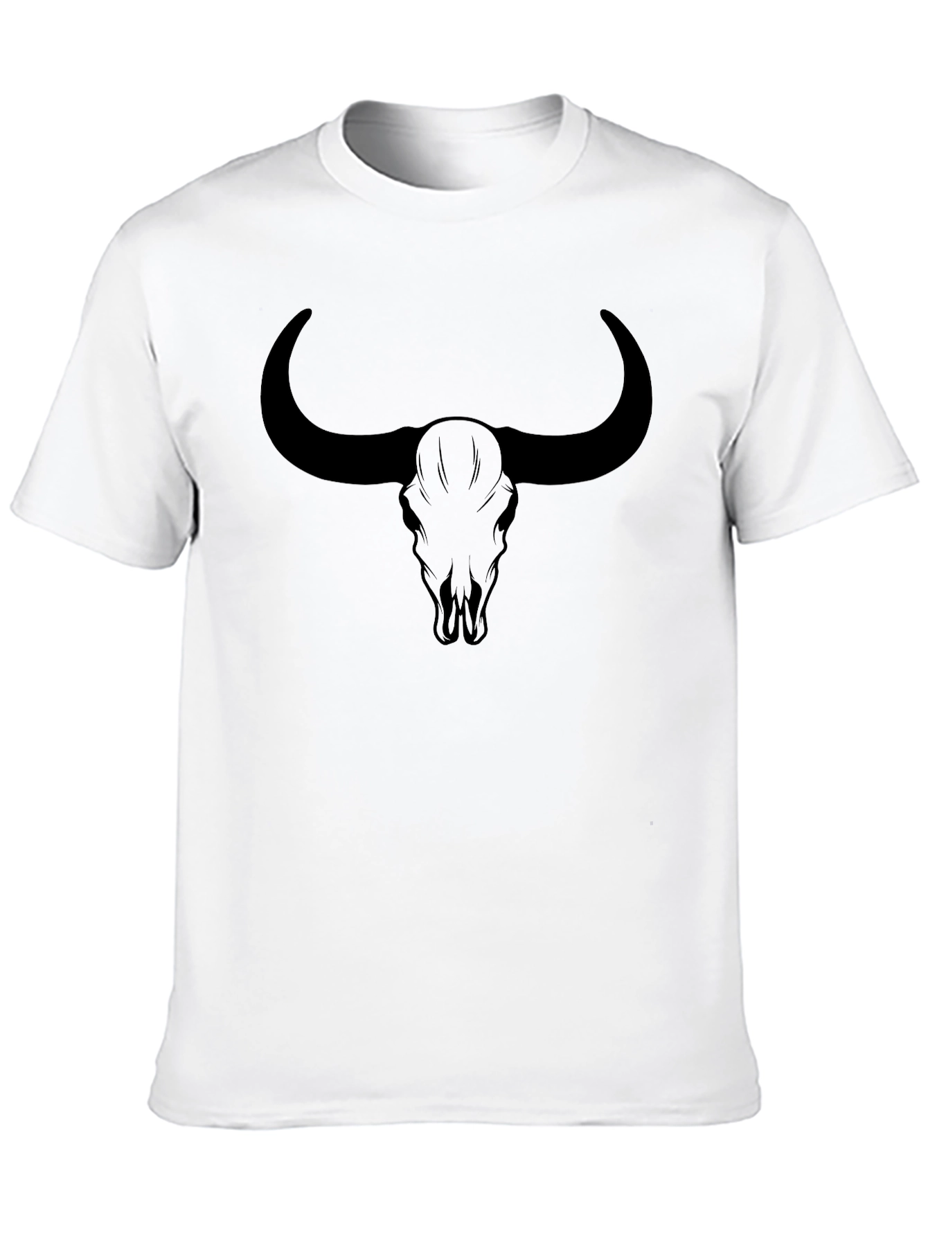 Bull Skull Graphic Tee - Black Cotton Shirt