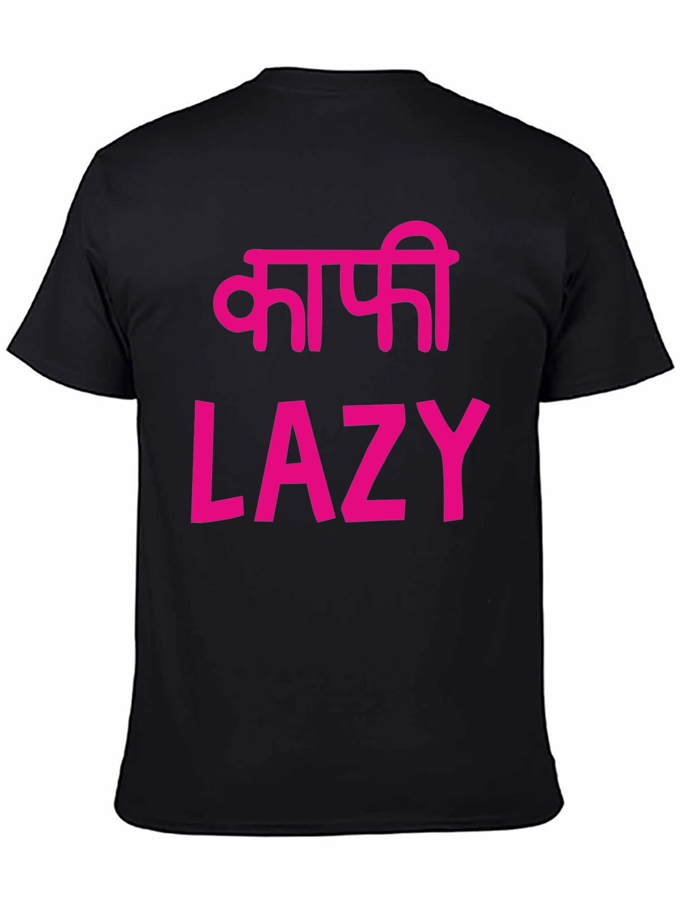 Lazy T-Shirt - Black with Pink Print