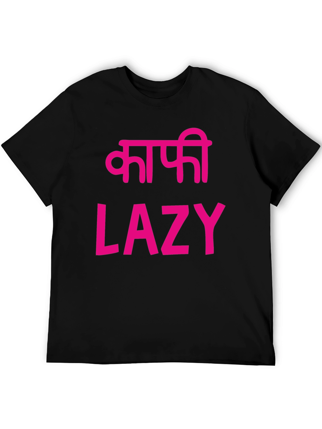 Lazy T-Shirt - Black with Pink Print