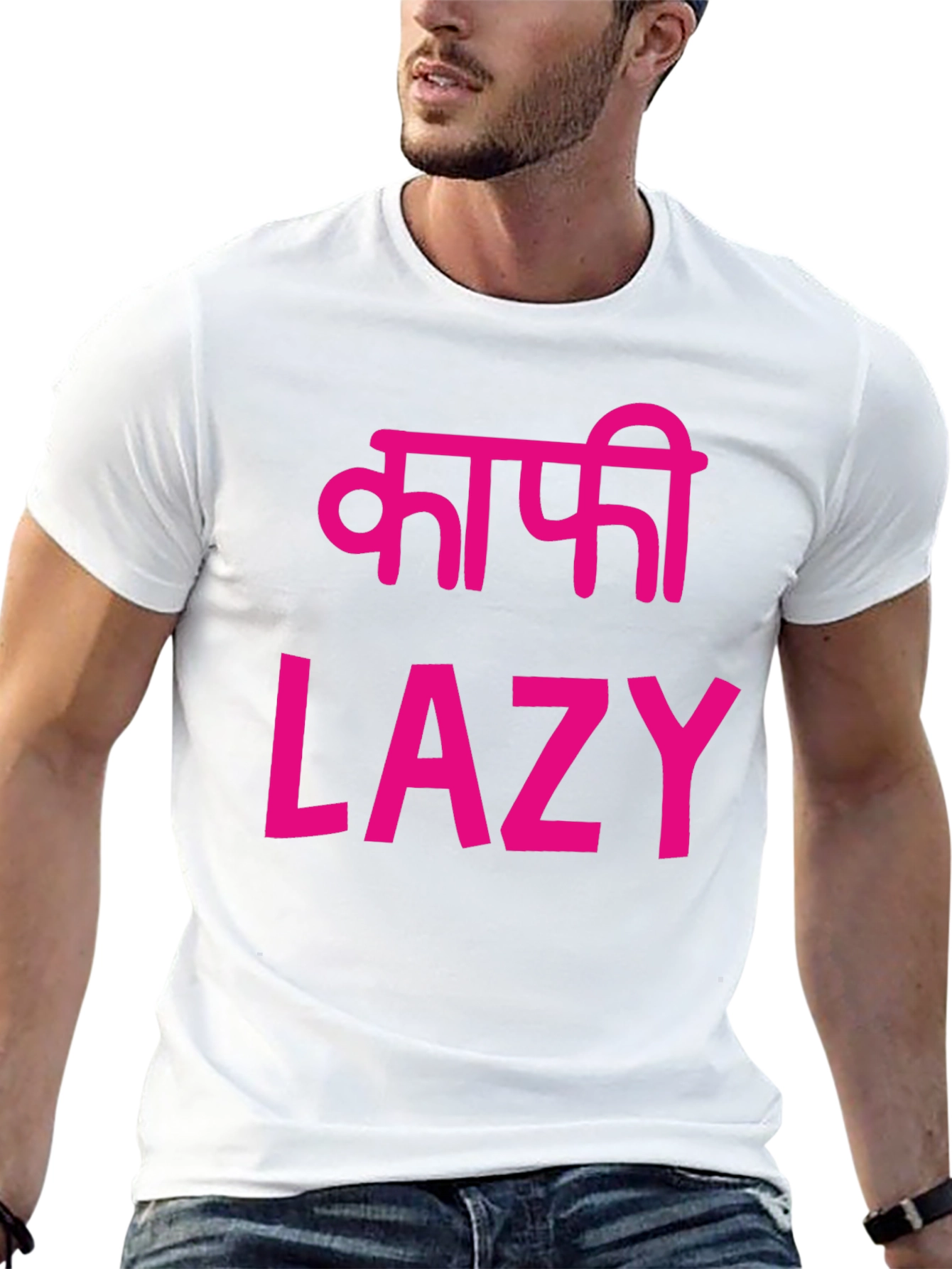 Lazy T-Shirt - Black with Pink Print