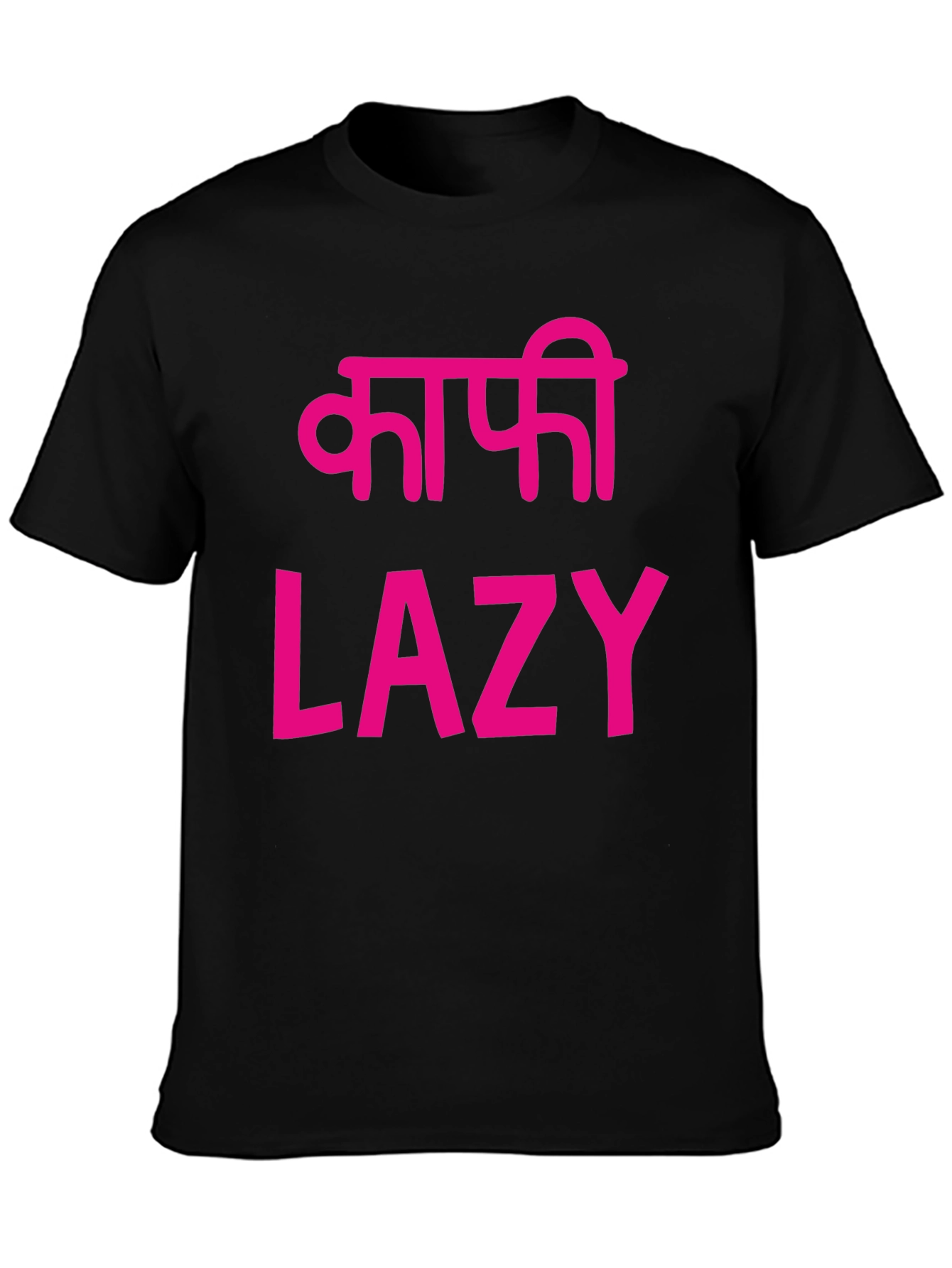 Lazy T-Shirt - Black with Pink Print