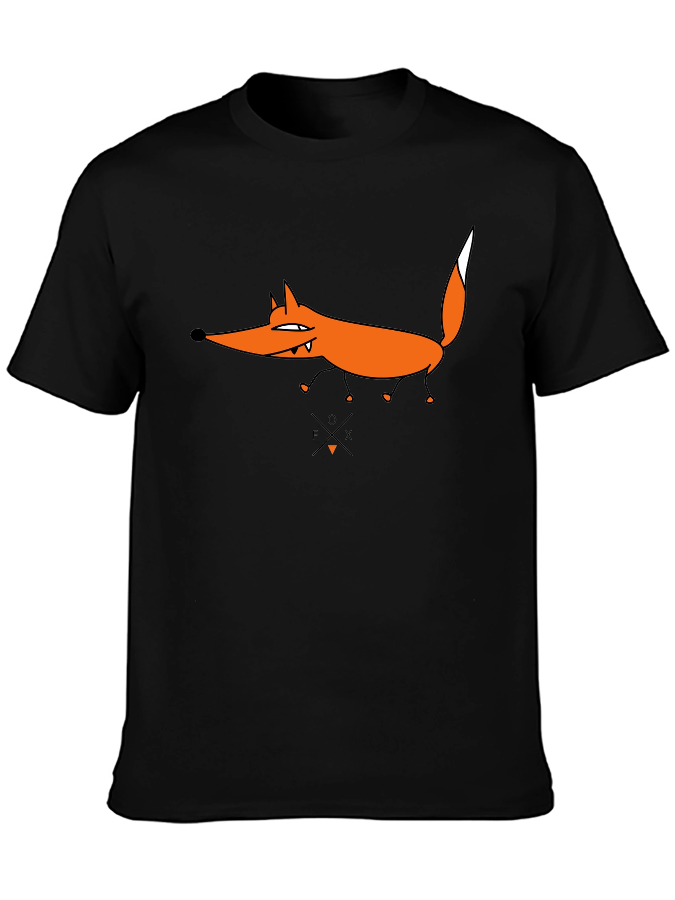 Funny Fox Graphic Tee - Black Cotton T-Shirt