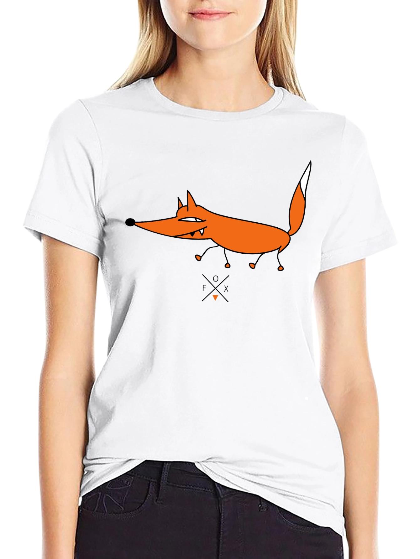 Funny Fox Graphic Tee - Black Cotton T-Shirt