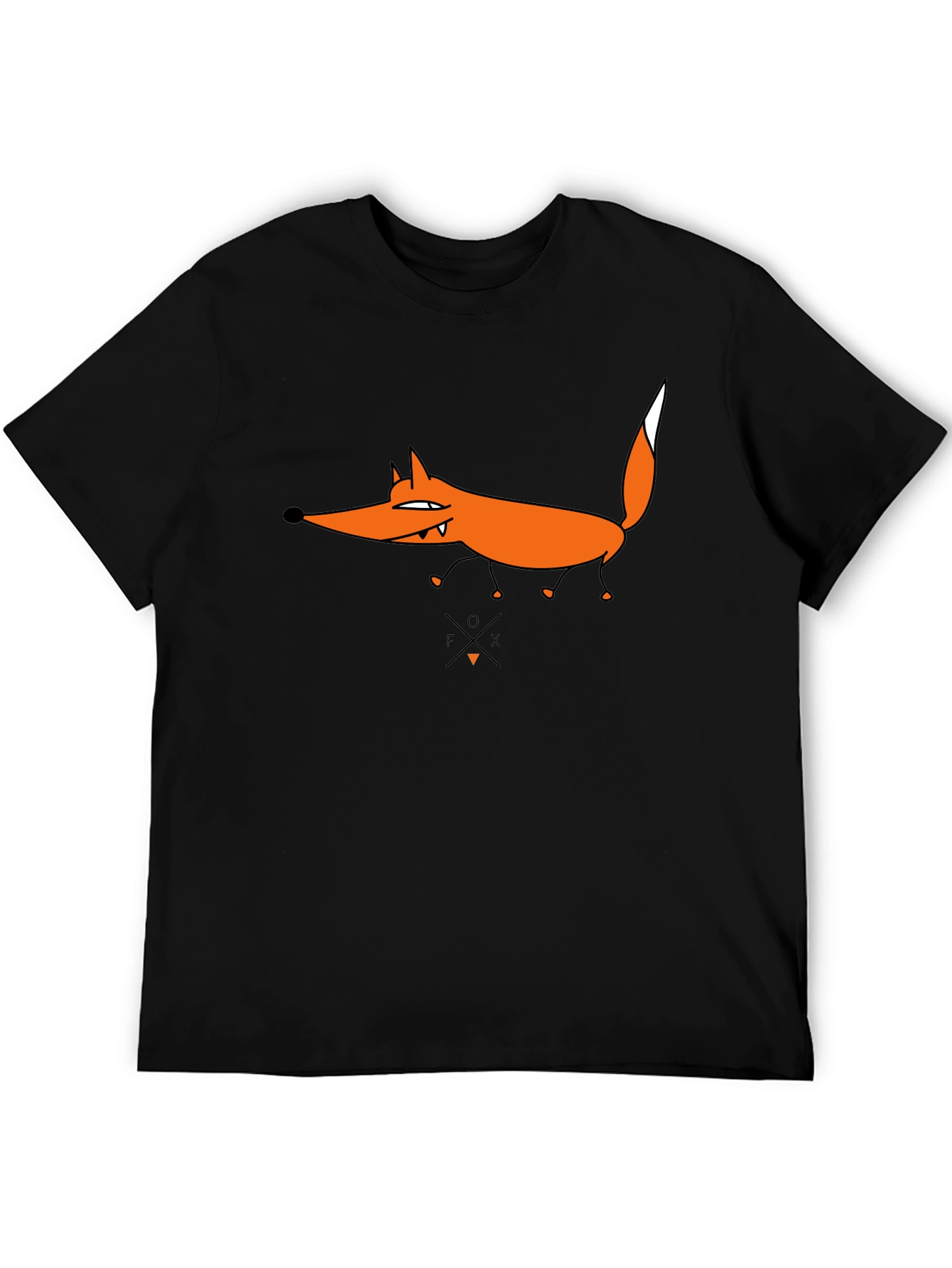 Funny Fox Graphic Tee - Black Cotton T-Shirt