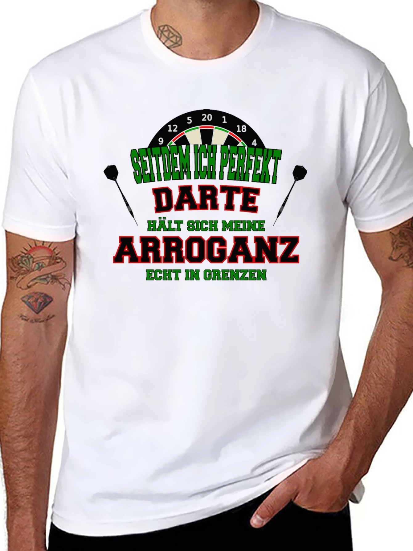 Funny Darts T-Shirt - Arrogance in Check