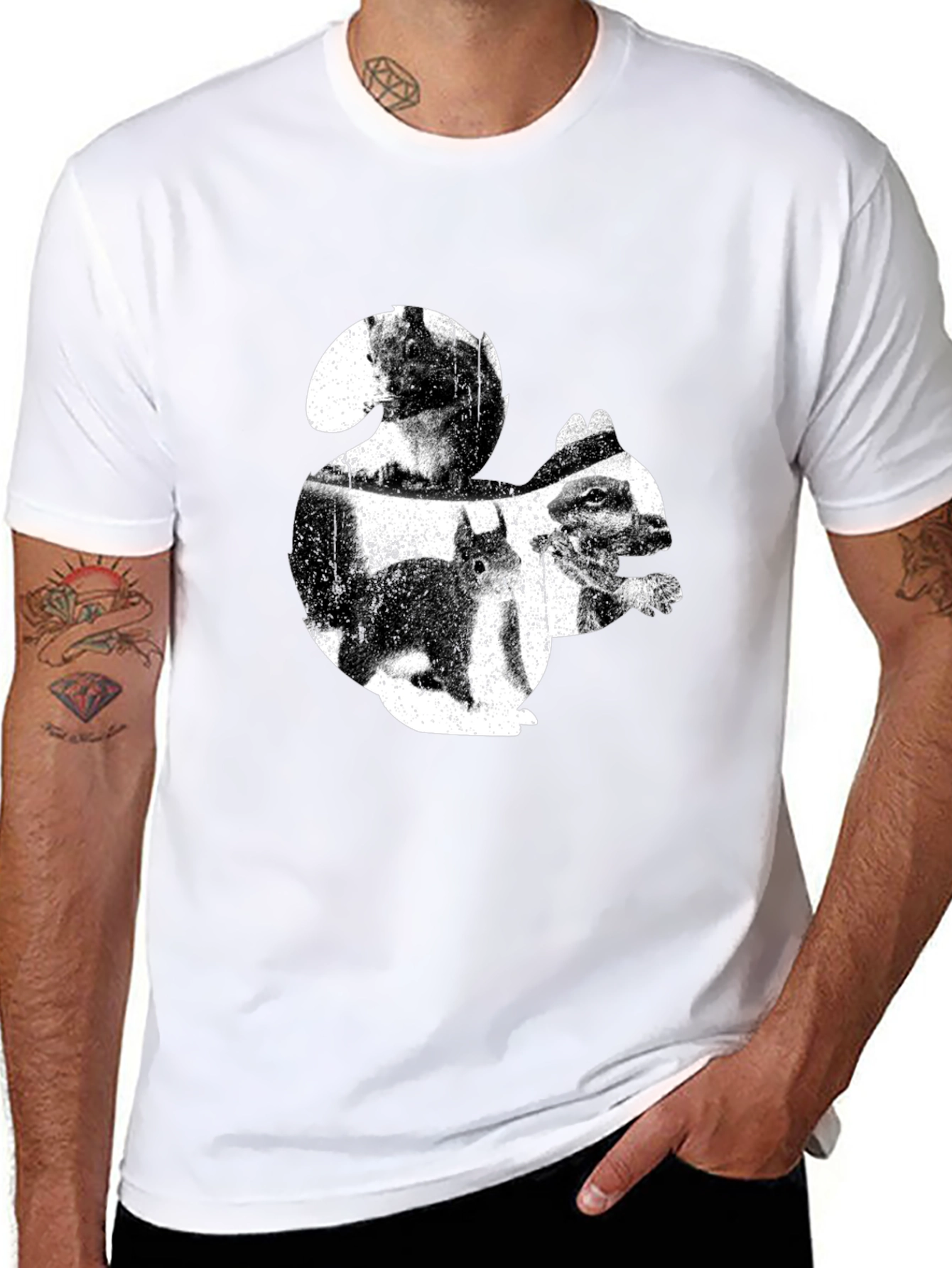 Squirrel Graphic T-Shirt - Black Cotton Tee