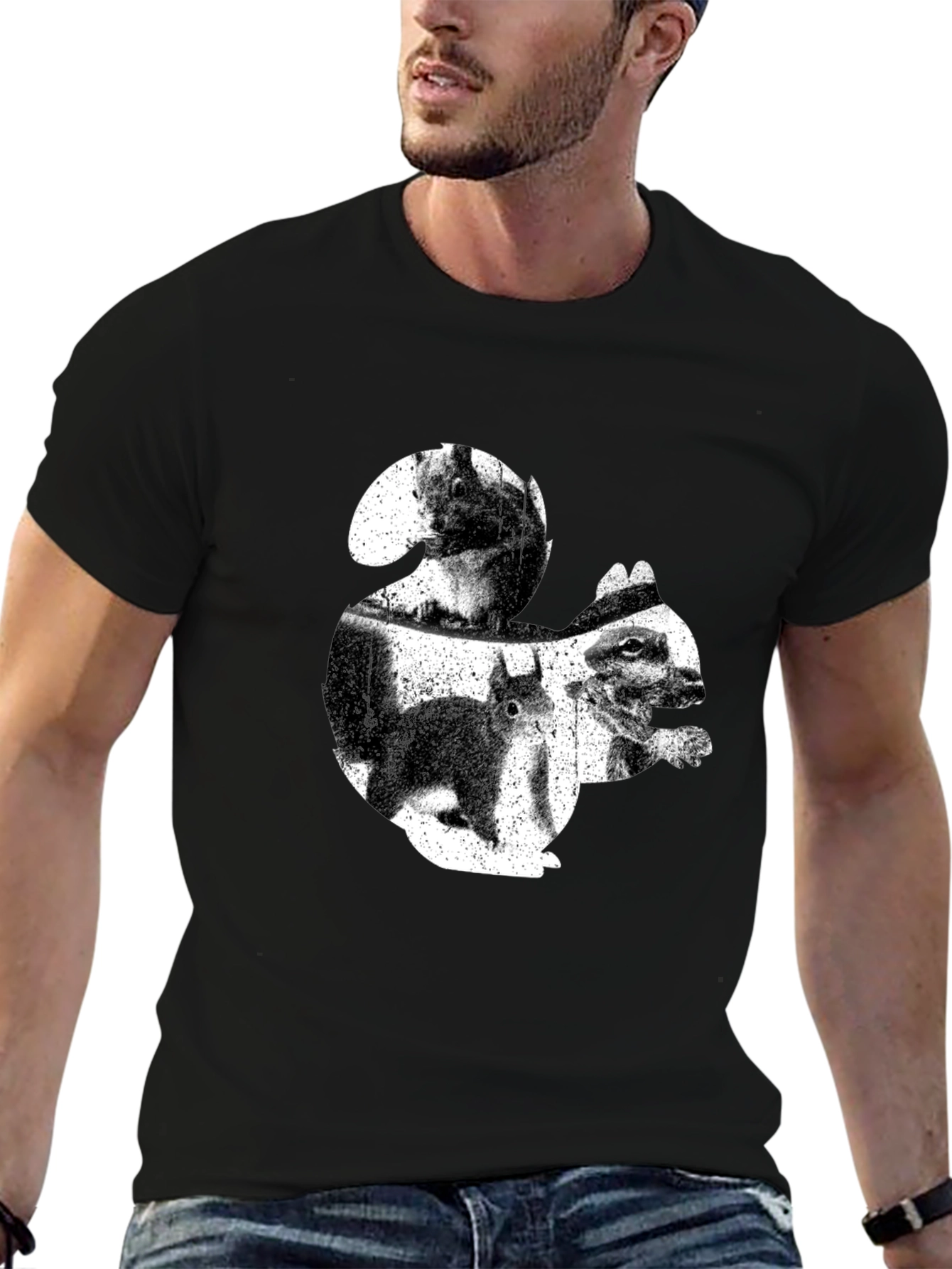 Squirrel Graphic T-Shirt - Black Cotton Tee