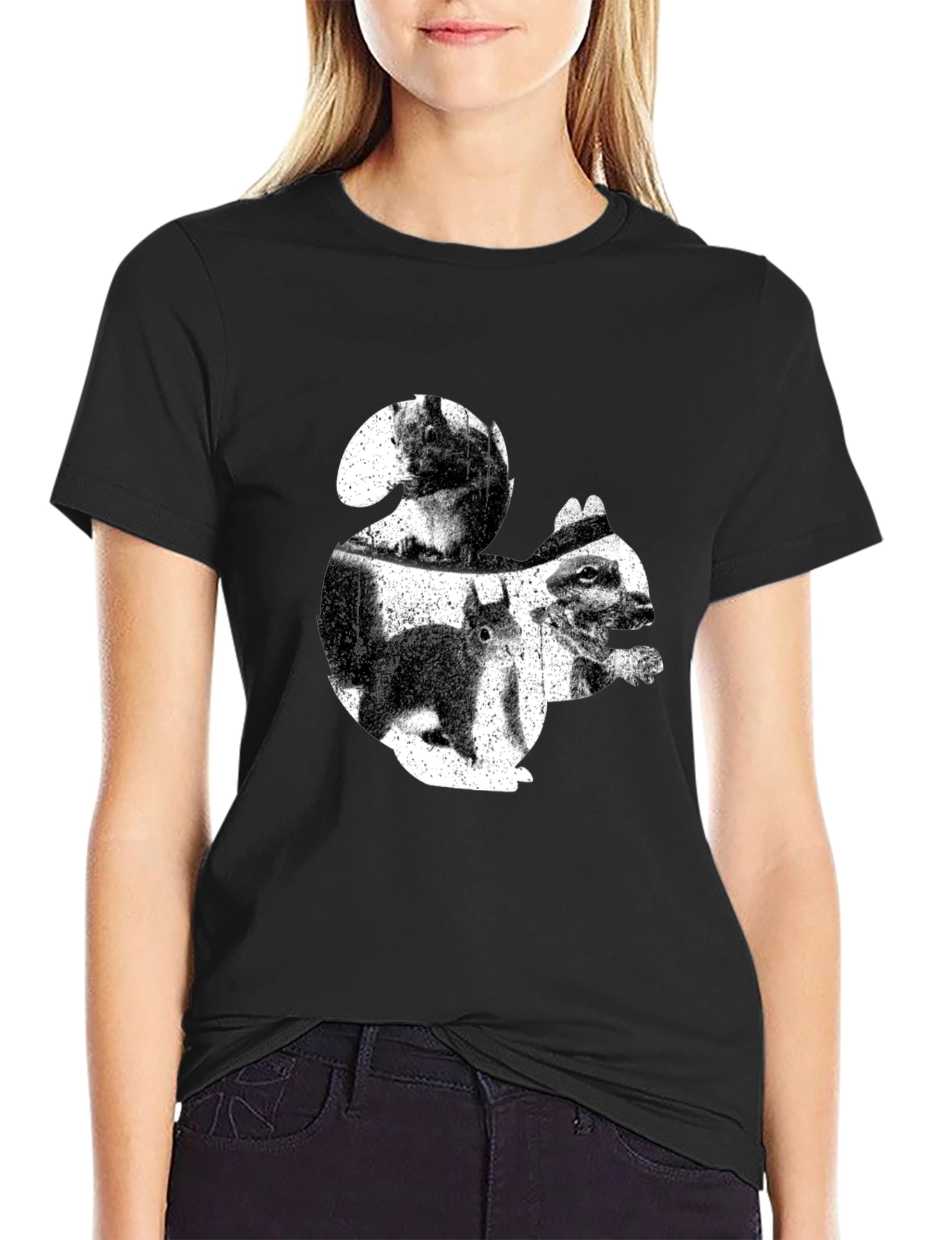 Squirrel Graphic T-Shirt - Black Cotton Tee