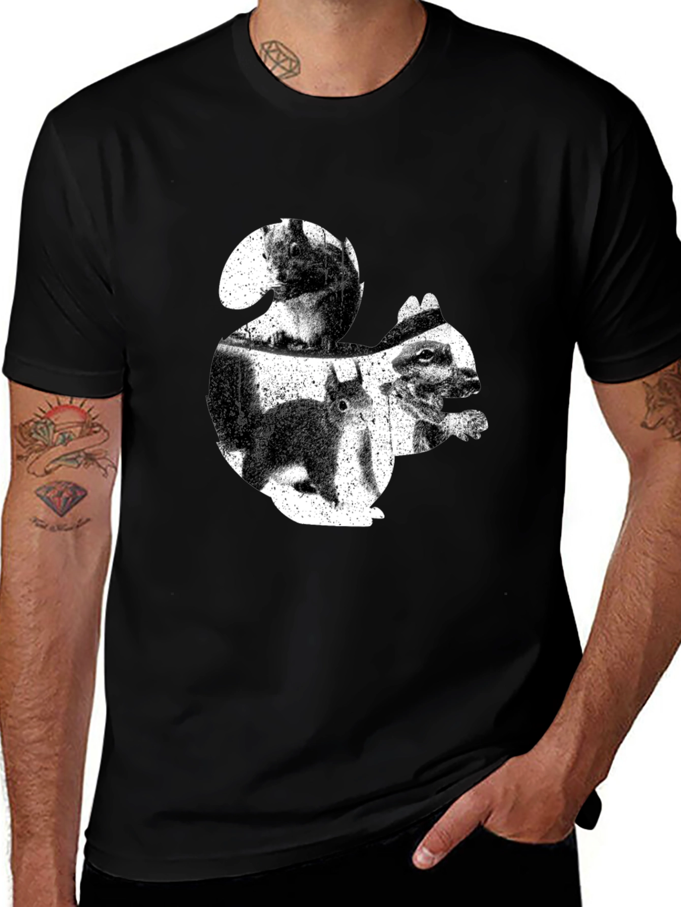 Squirrel Graphic T-Shirt - Black Cotton Tee