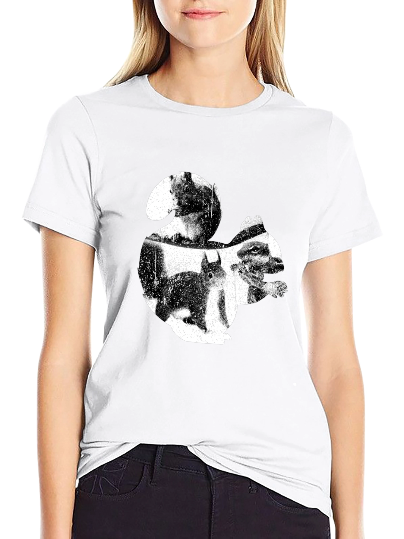 Squirrel Graphic T-Shirt - Black Cotton Tee