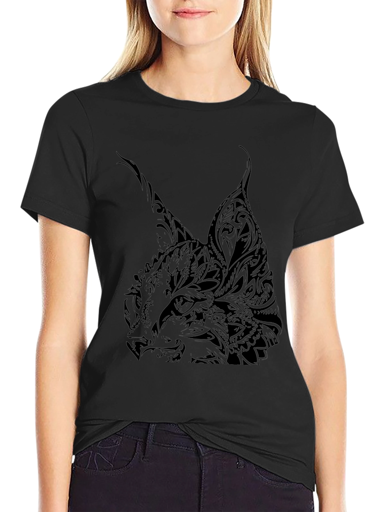 Mens Black Lynx Graphic T-Shirt