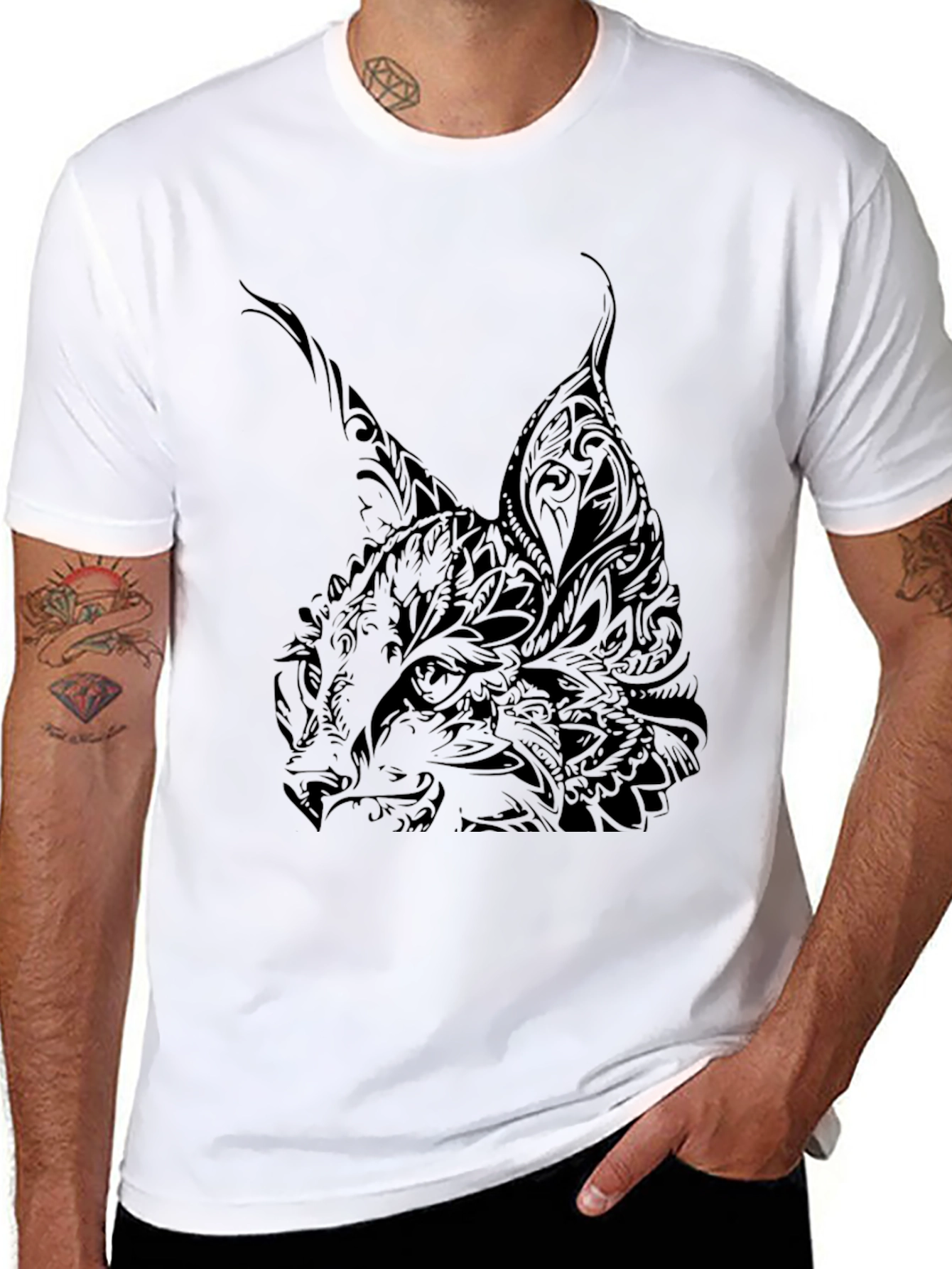 Mens Black Lynx Graphic T-Shirt