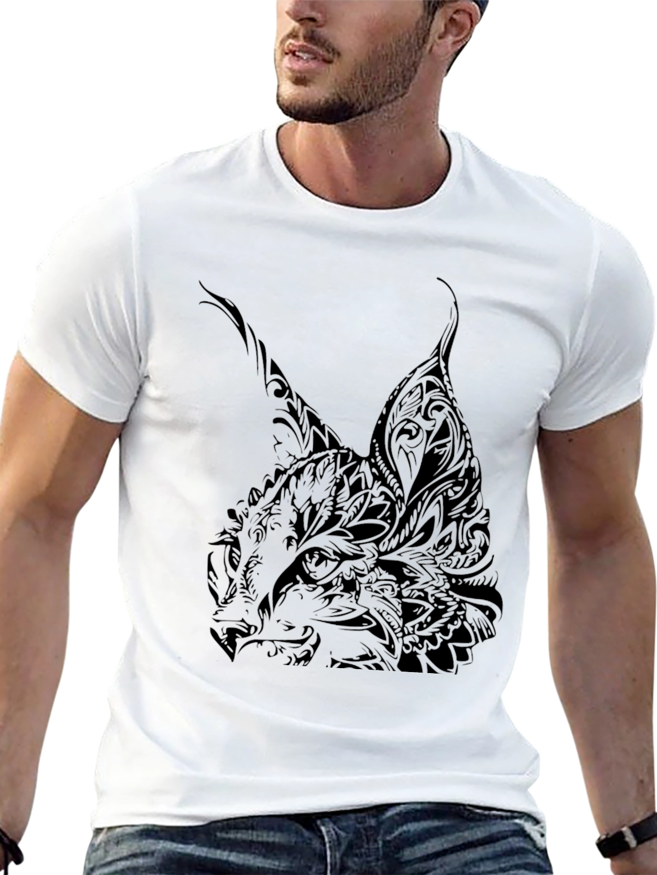 Mens Black Lynx Graphic T-Shirt