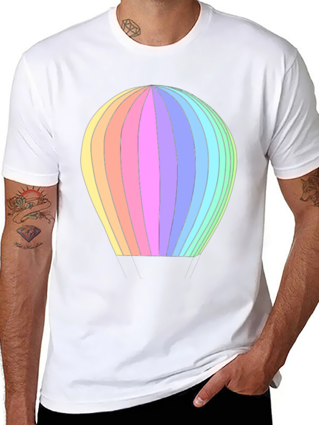 Rainbow Hot Air Balloon Graphic T-Shirt