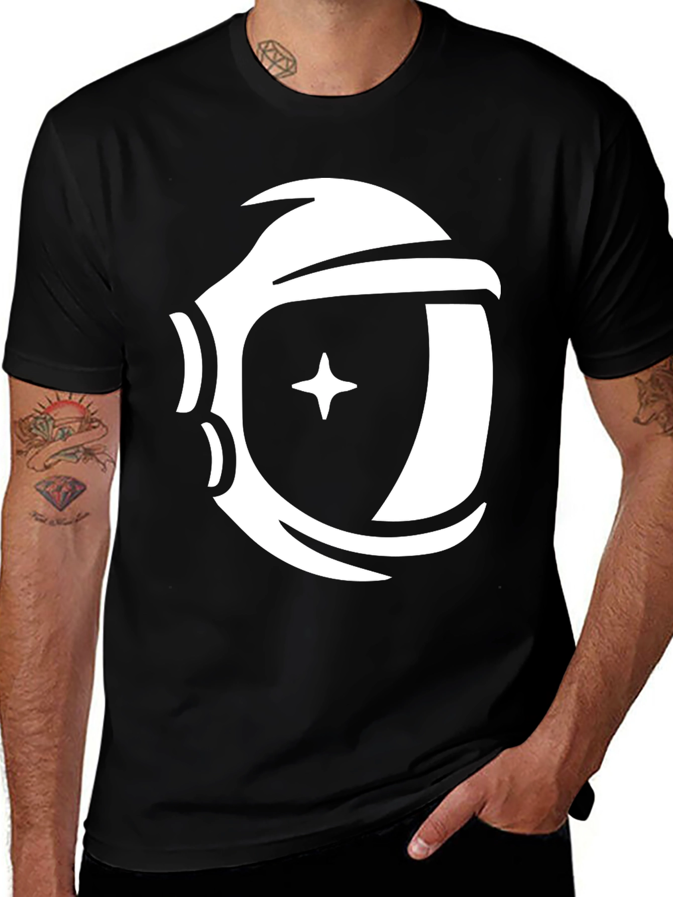 Astronaut Helmet Graphic Black T-Shirt
