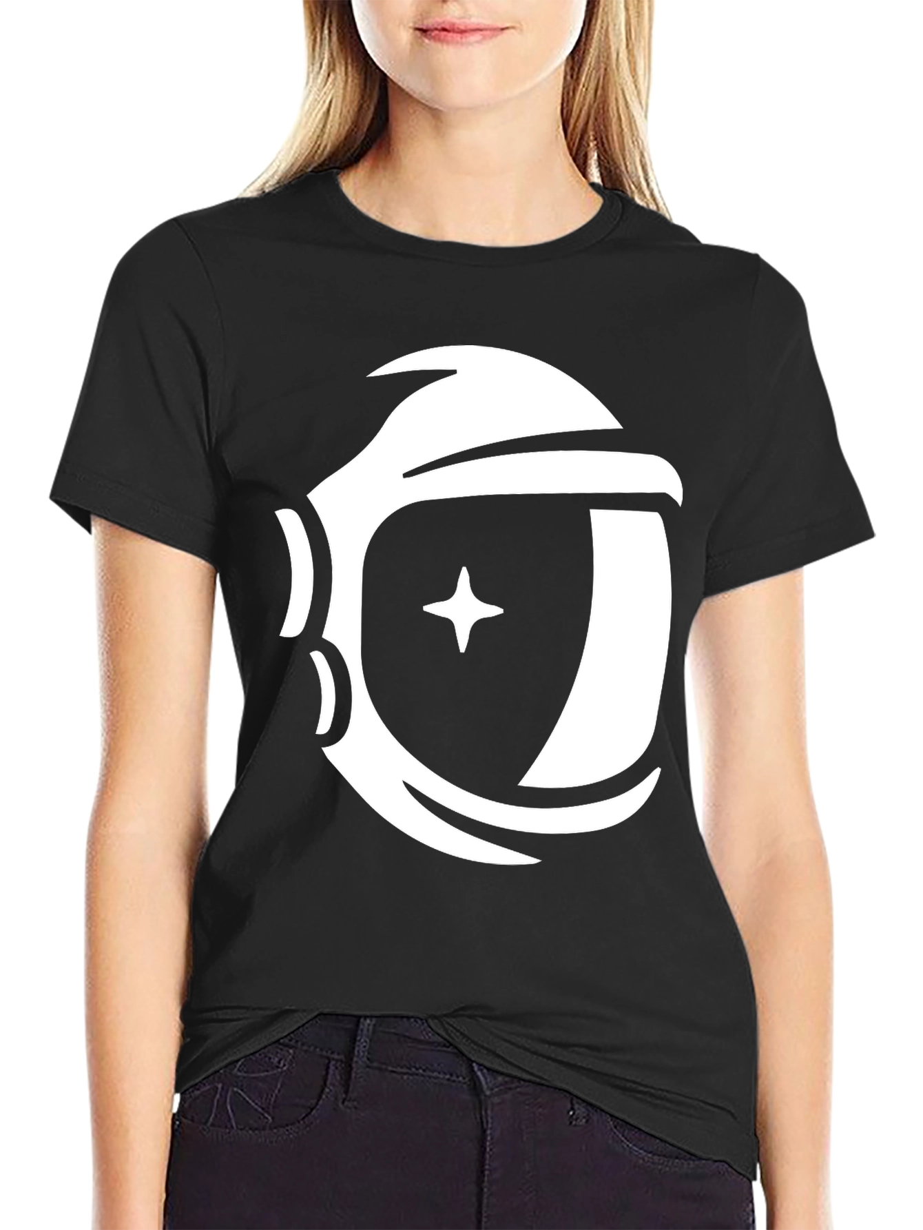 Astronaut Helmet Graphic Black T-Shirt