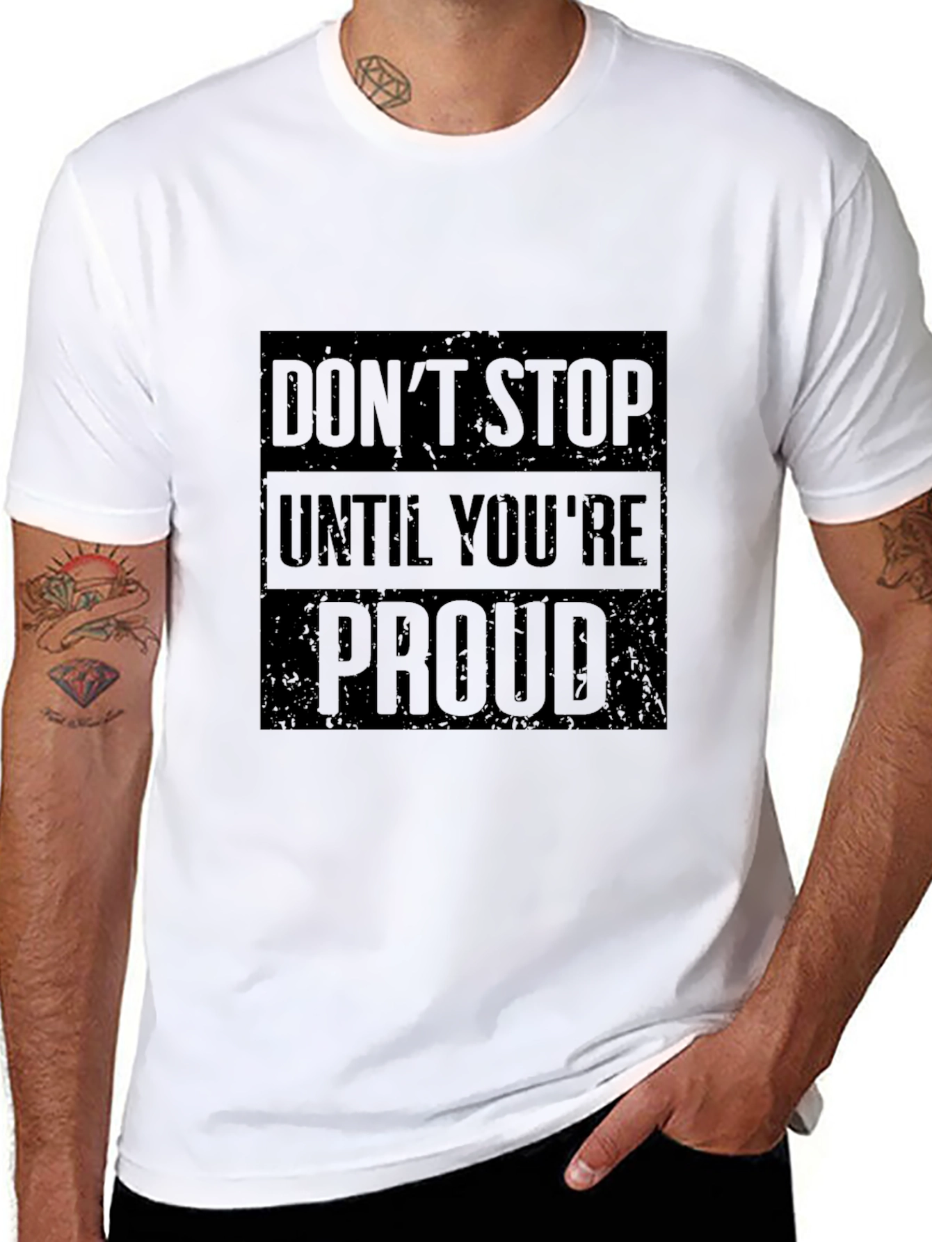 Motivational Black T-Shirt: Dont Stop Until Youre Proud