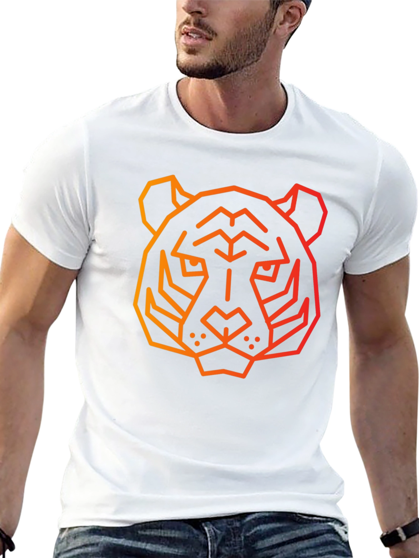 Geometric Tiger Graphic Tee - Black