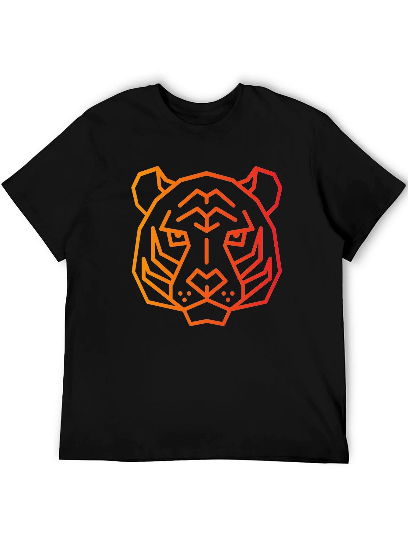 Geometric Tiger Graphic Tee - Black