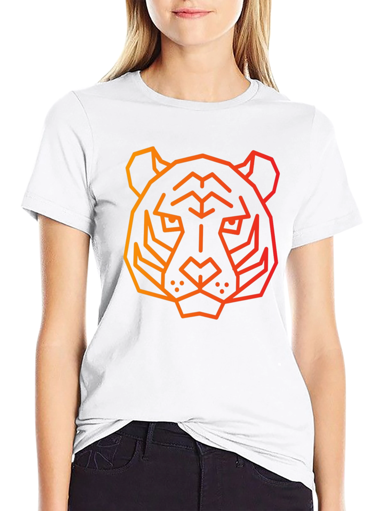 Geometric Tiger Graphic Tee - Black