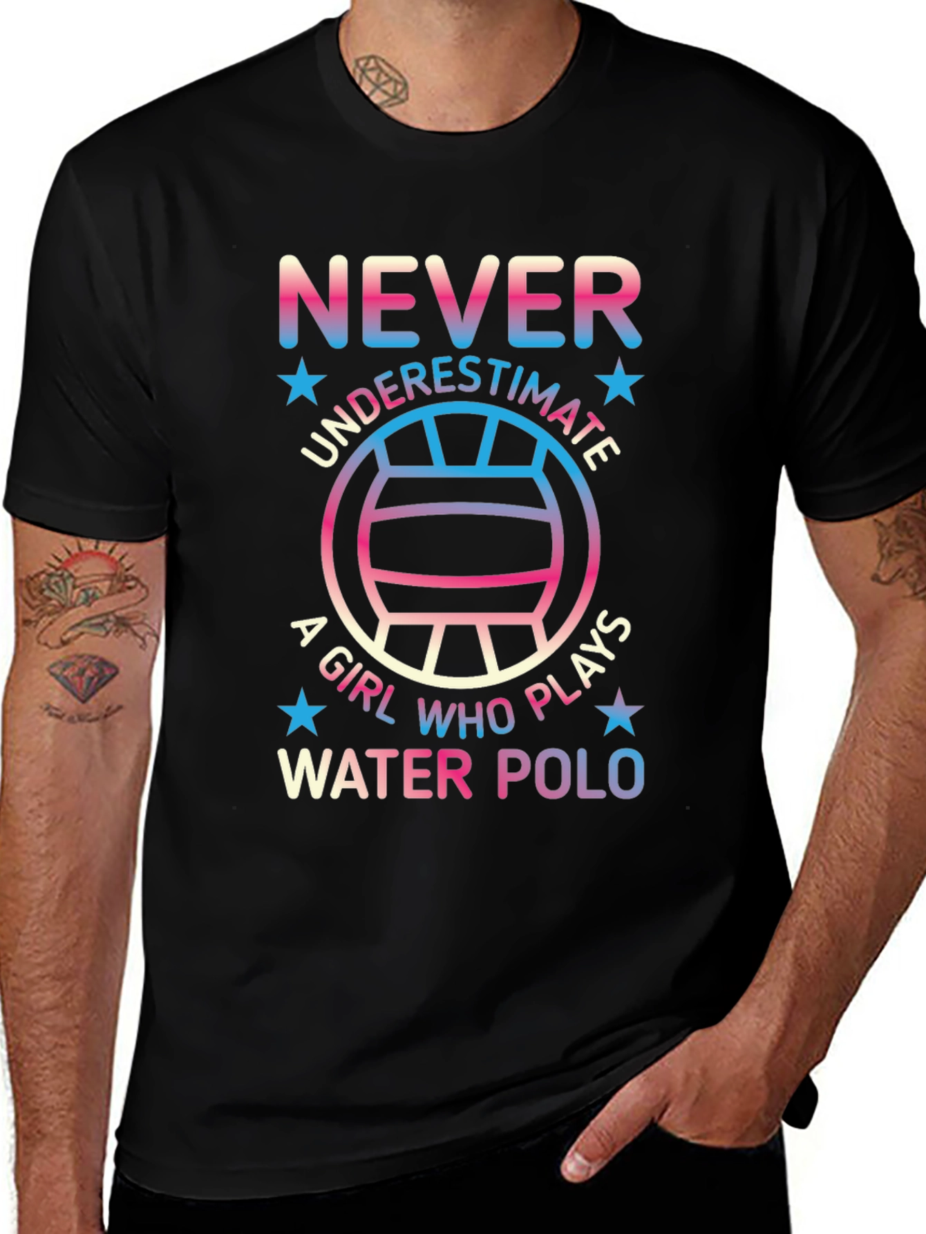 Never Underestimate Water Polo Player Graphic Tee