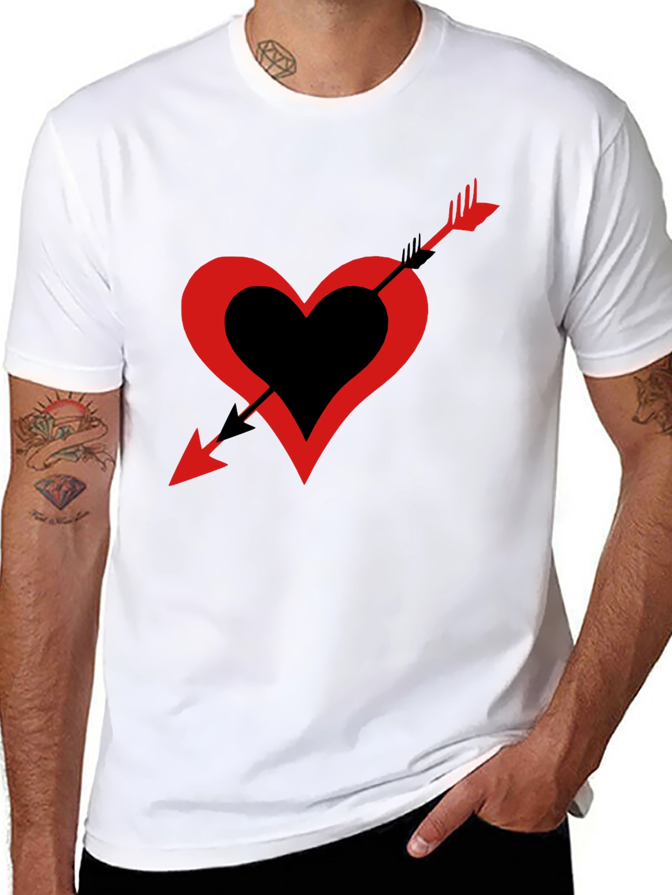 Heart Arrow Graphic Tee - Black Casual Shirt