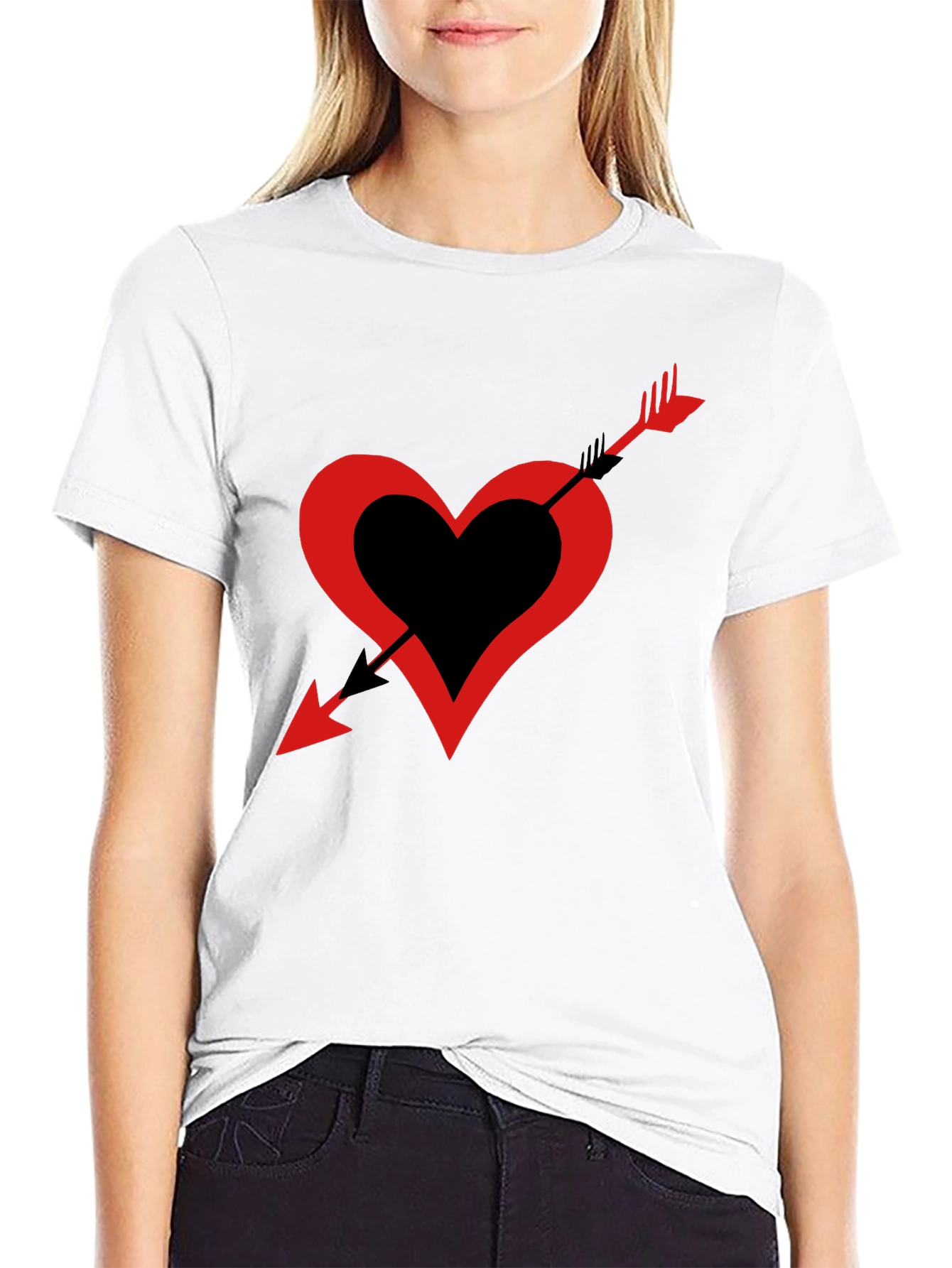 Heart Arrow Graphic Tee - Black Casual Shirt