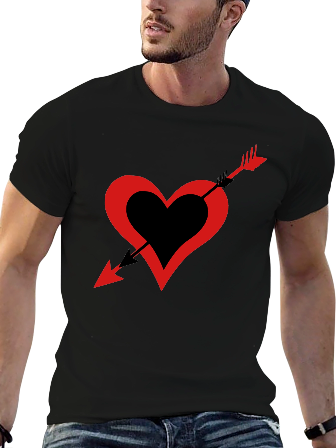 Heart Arrow Graphic Tee - Black Casual Shirt