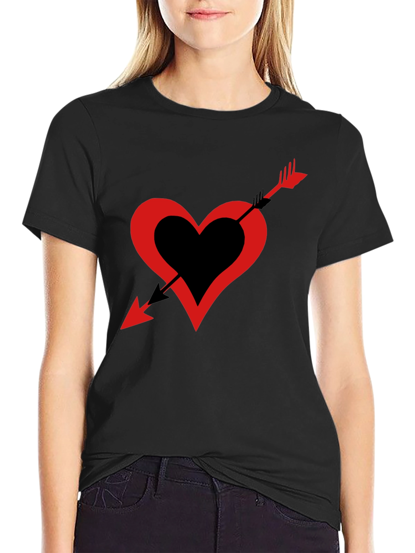 Heart Arrow Graphic Tee - Black Casual Shirt