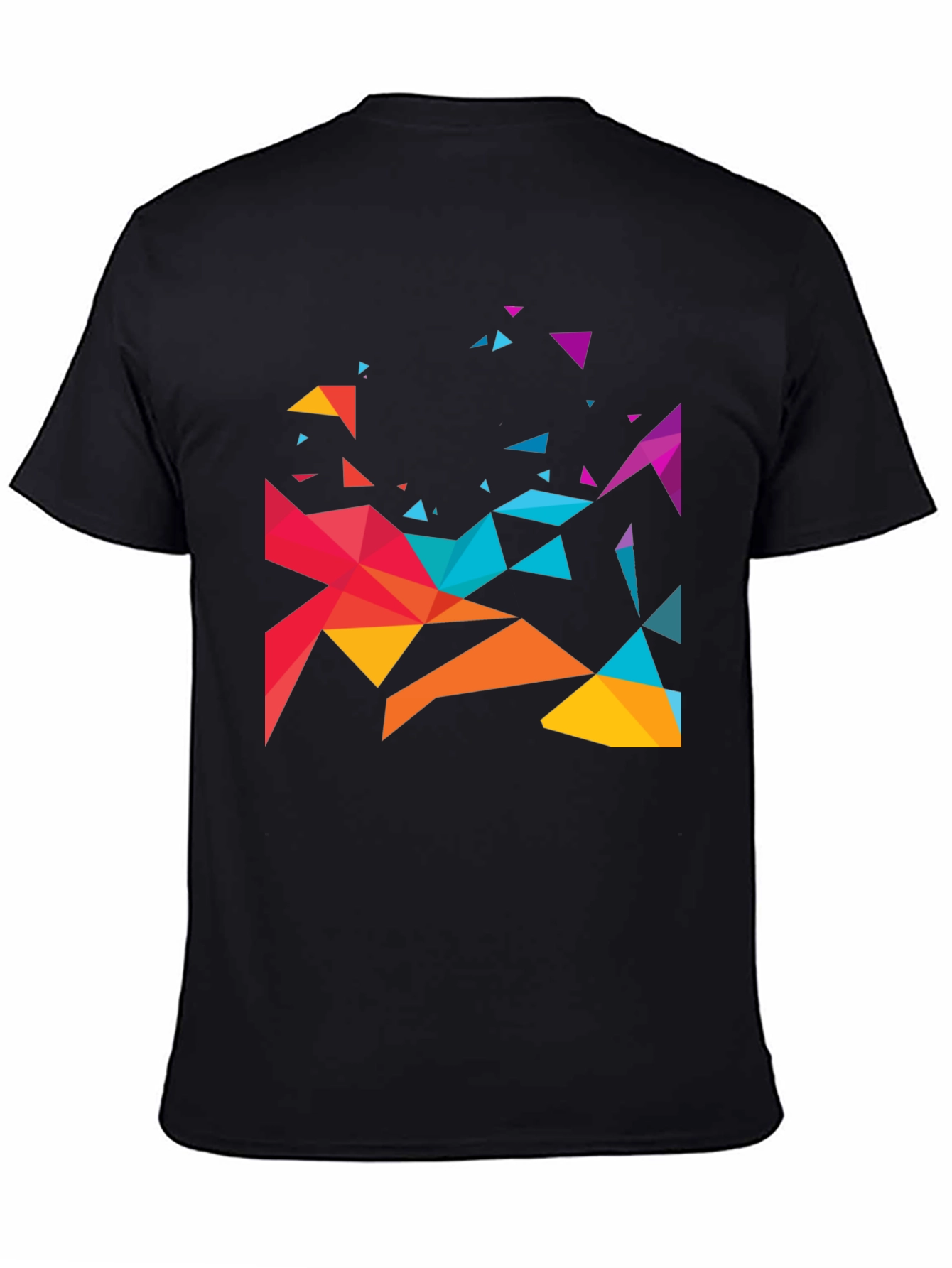Geometric Triangle Design Black T-Shirt