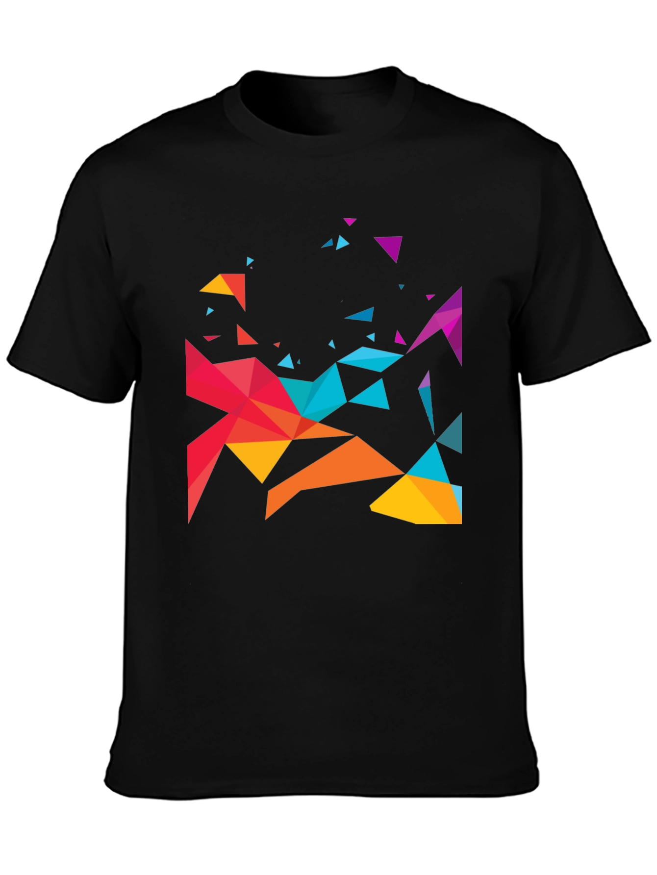 Geometric Triangle Design Black T-Shirt