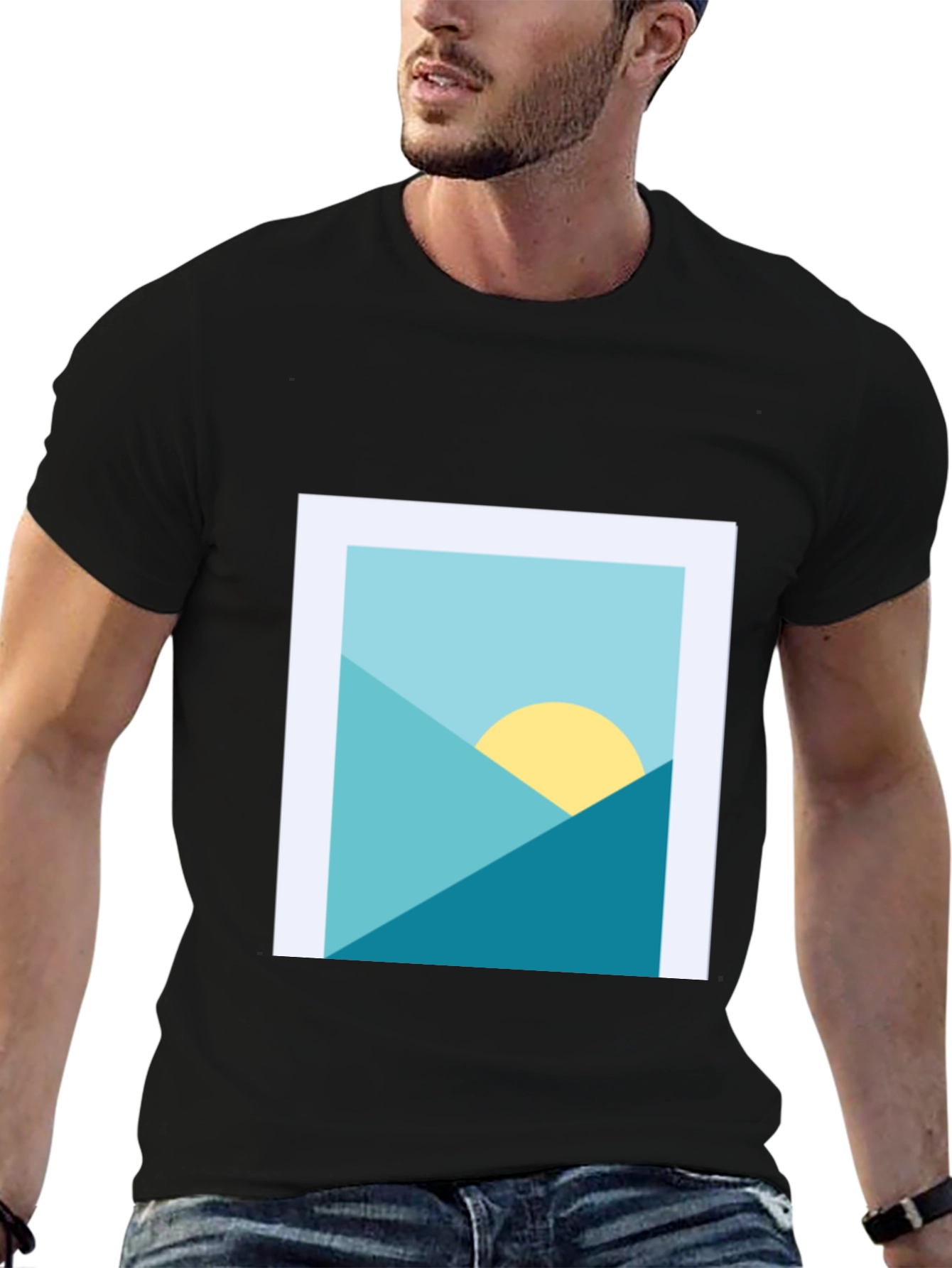 Geometric Landscape Graphic Tee - Modern Art Shirt