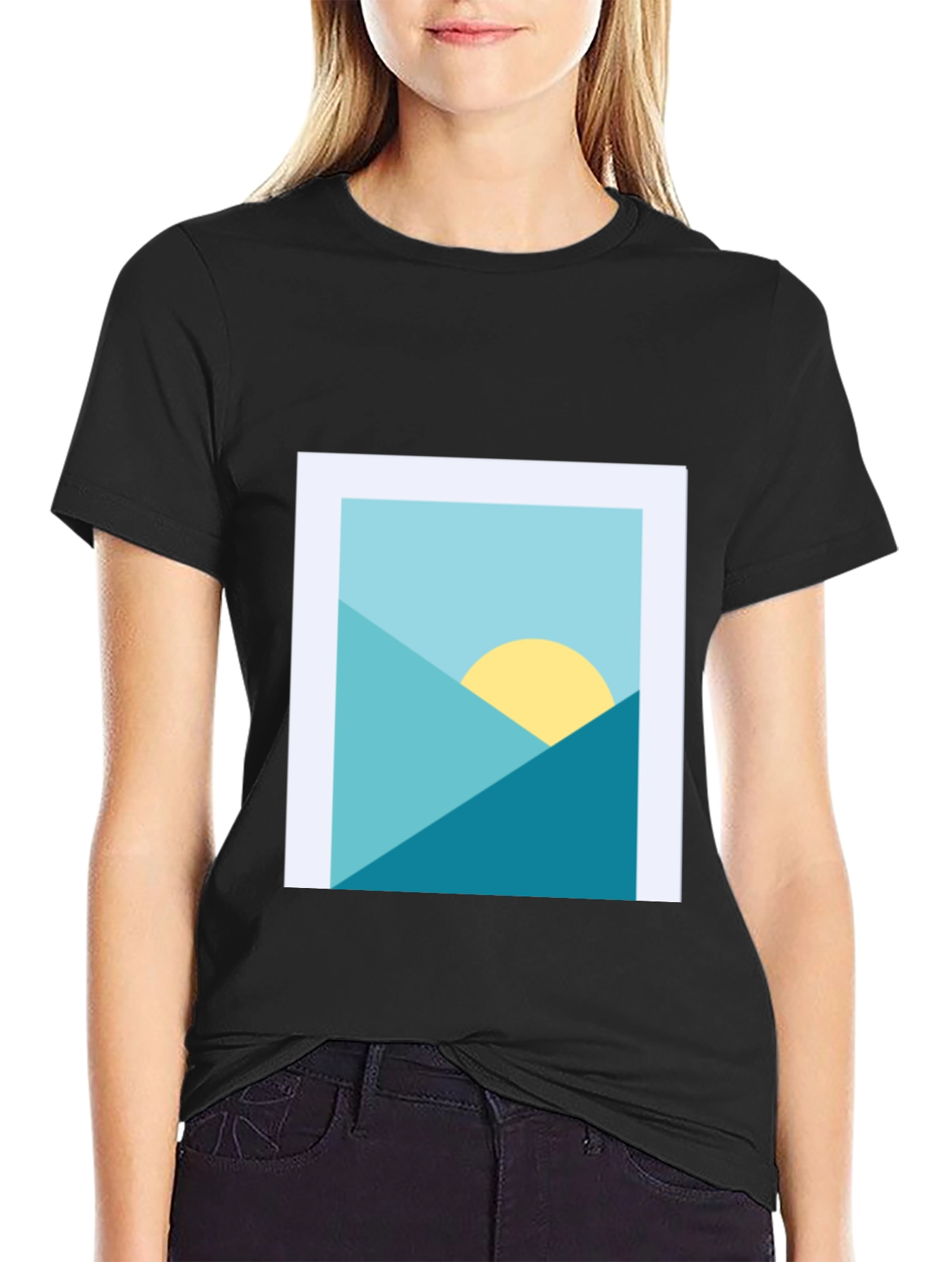 Geometric Landscape Graphic Tee - Modern Art Shirt