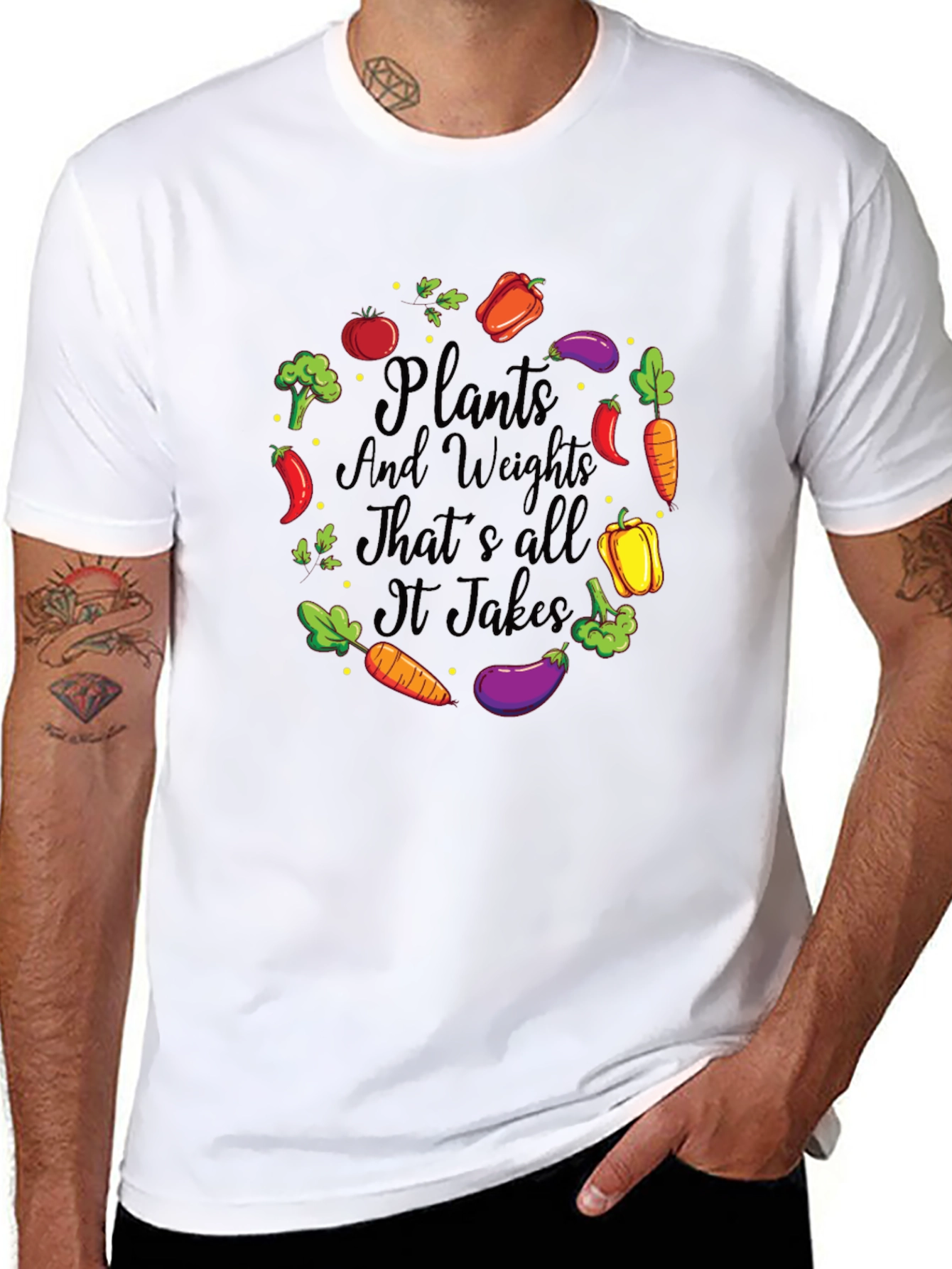 Plants & Weights T-Shirt - Vegan Fitness Apparel