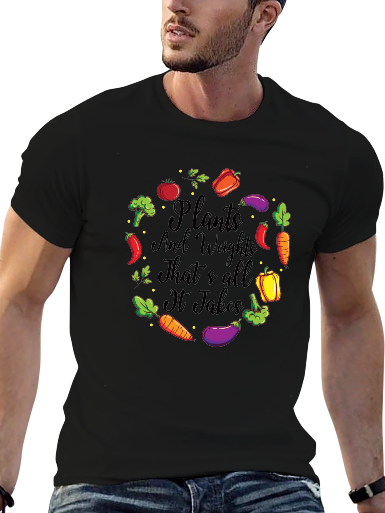Plants & Weights T-Shirt - Vegan Fitness Apparel