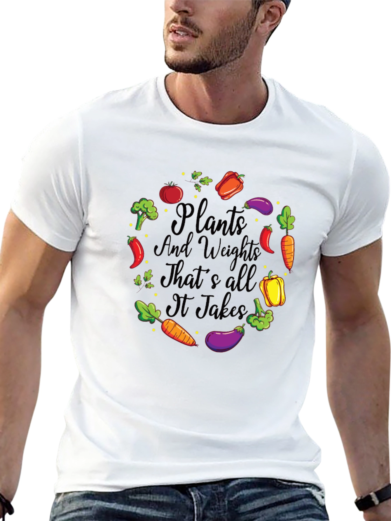 Plants & Weights T-Shirt - Vegan Fitness Apparel
