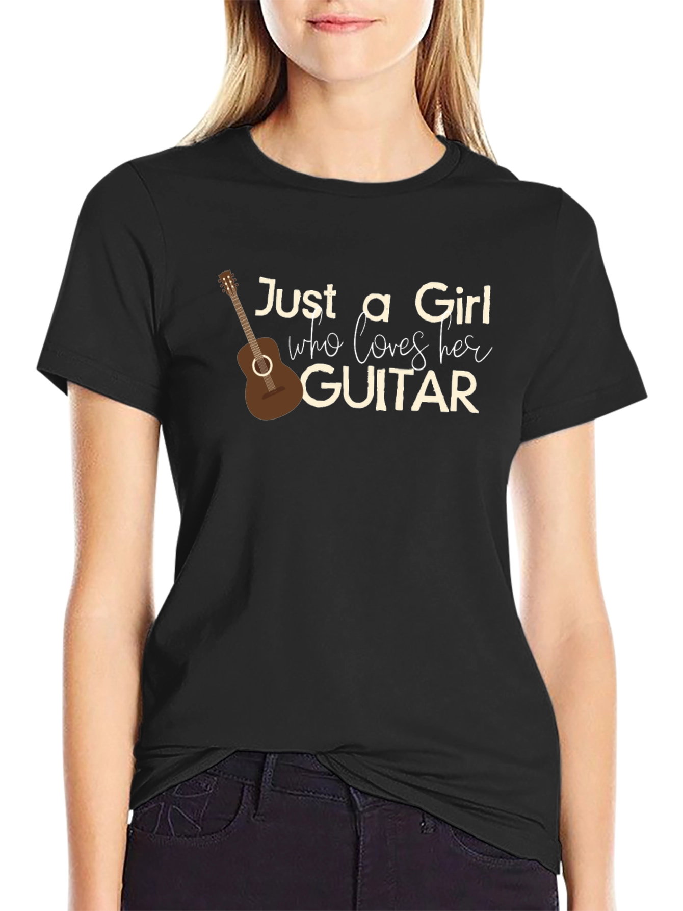 Just a Girl Who Loves Her Guitar Graphic T-Shirt