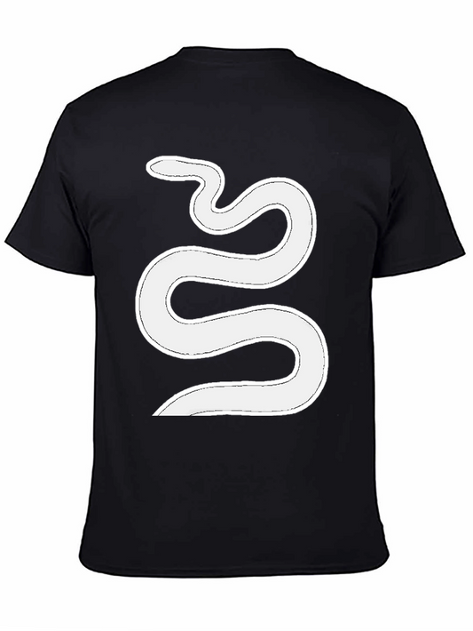 Mens Black T-Shirt with White Snake Graphic