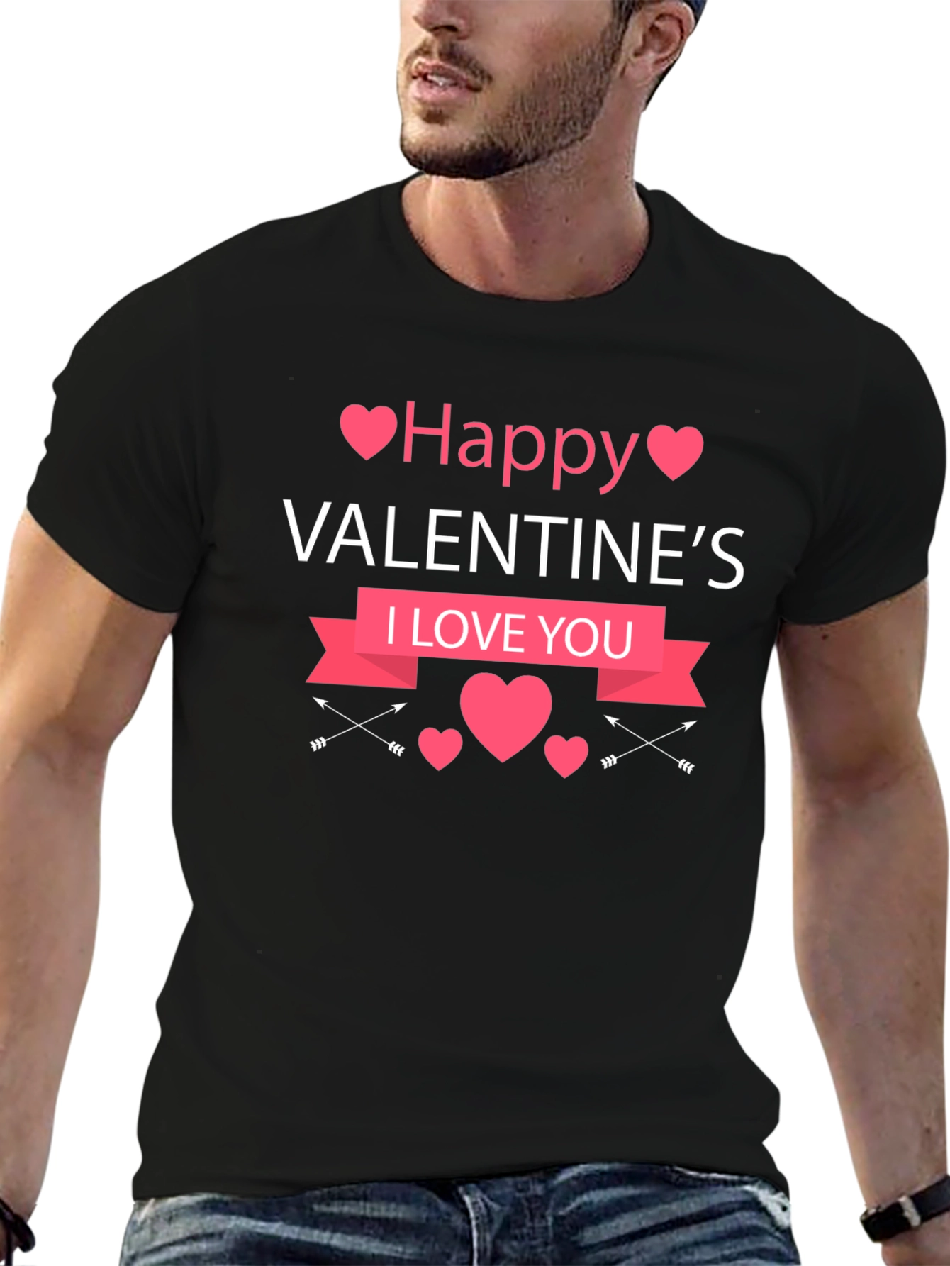 Happy Valentines Day Black T-Shirt